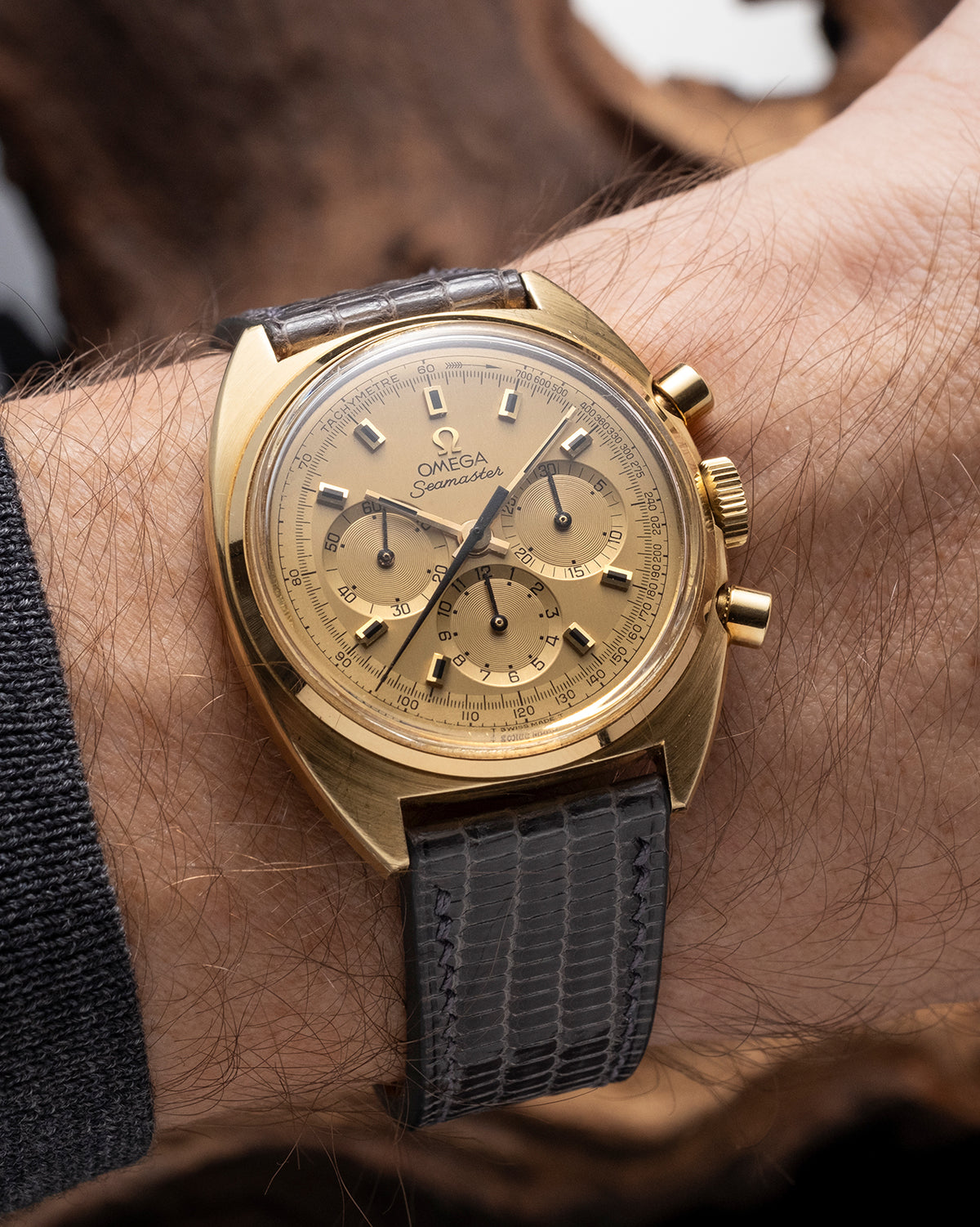 Lizard Leather Strap (Glazed, Dark Brown)