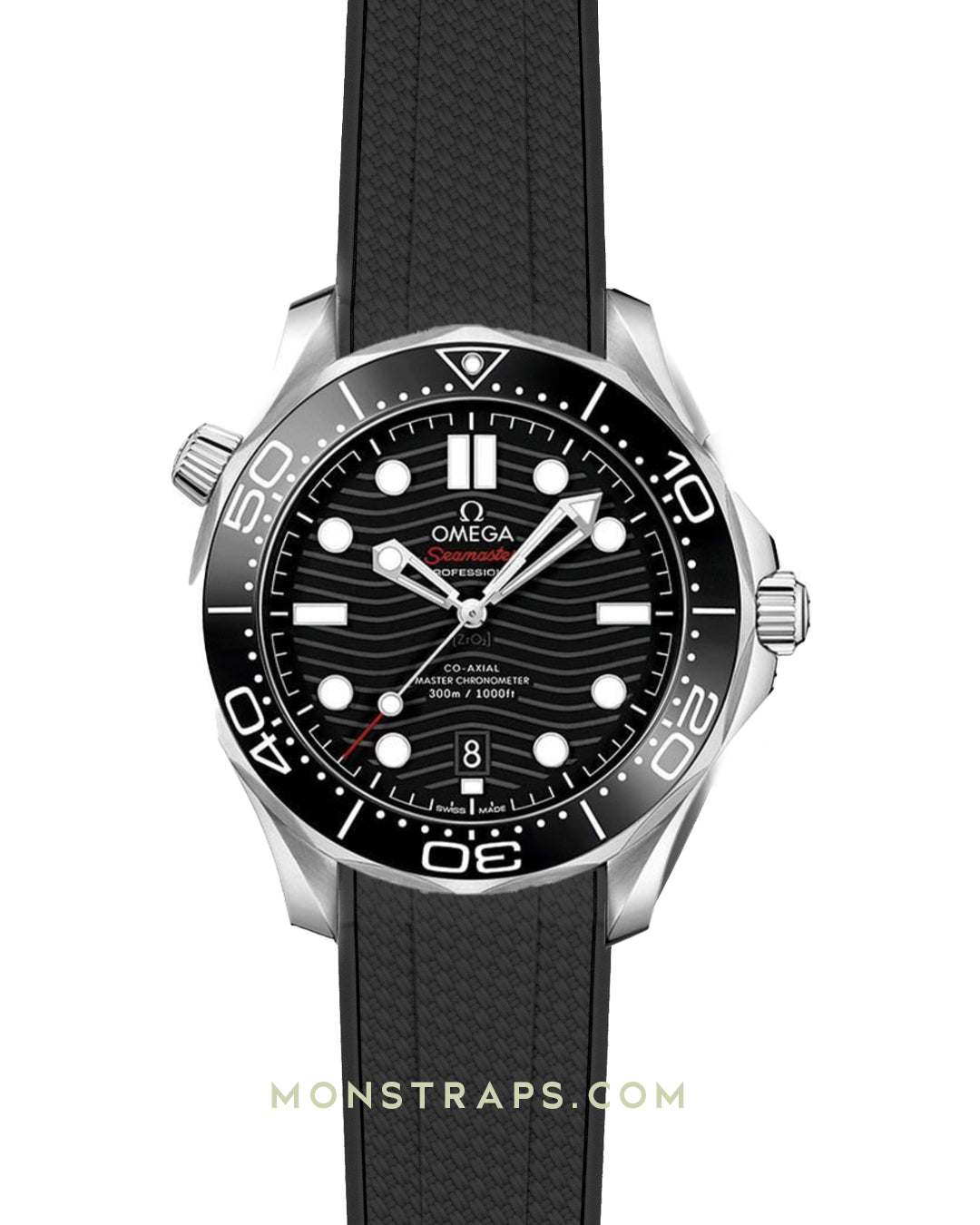TEXTURED RUBBER - CURVED FITTED STRAP FOR OMEGA SEAMASTER