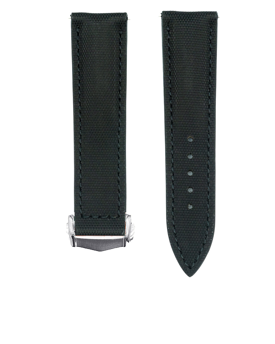 (20mm) Black Sailcloth - Short, Deployant Clasp Included