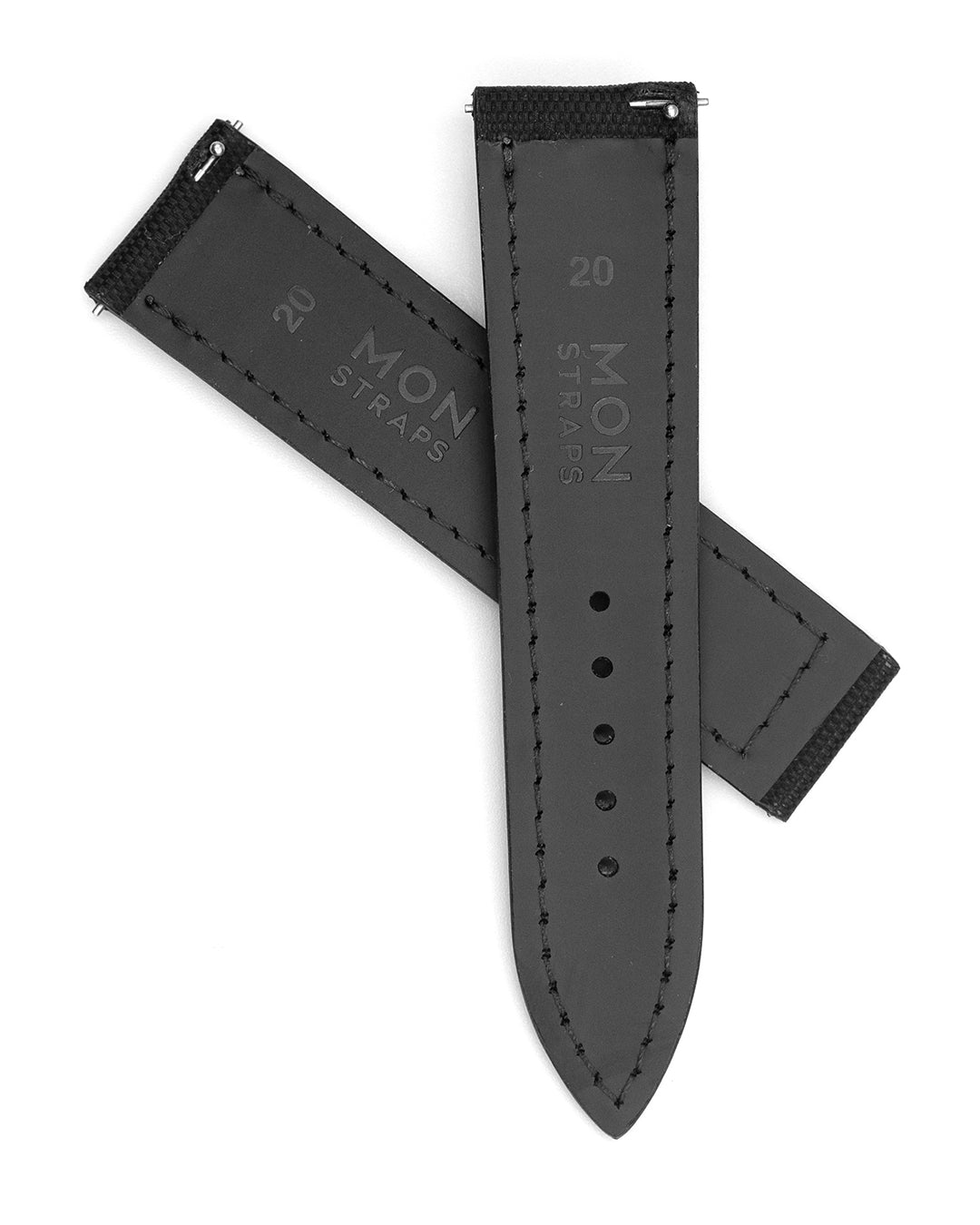 (20mm) Black Sailcloth - Short, Deployant Clasp Included