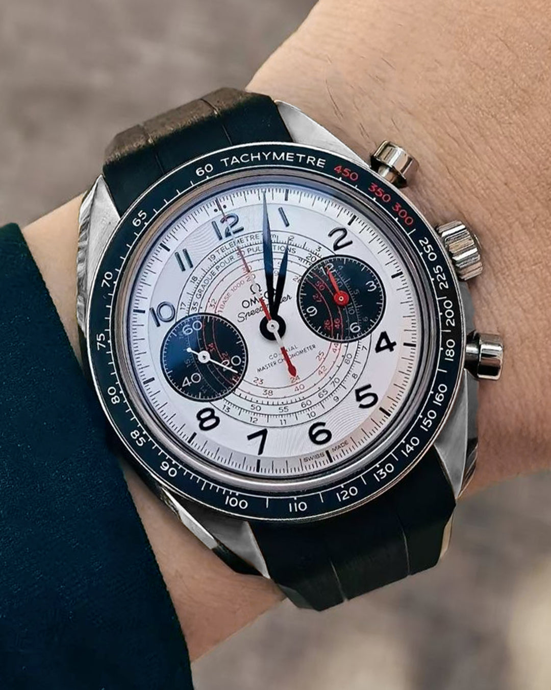 (LATEST!) FKM RUBBER- FOR SPEEDMASTER RACING / CHRONOSCOPE / MOONPHASE (NAVY BLUE)