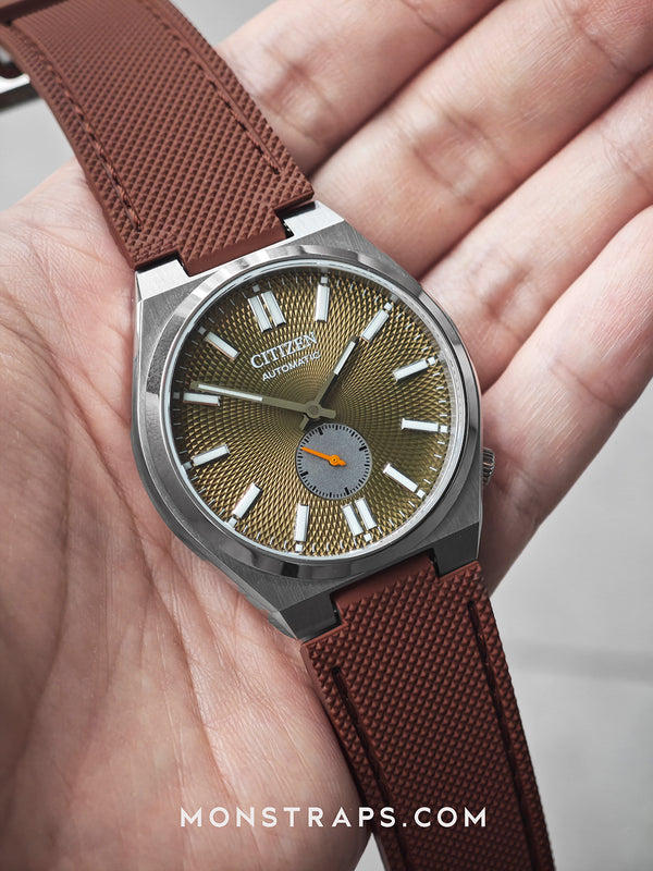 HYBRID RUBBER - FOR CITIZEN TSUYOSA SMALL SECONDS (BROWN) - Monstraps