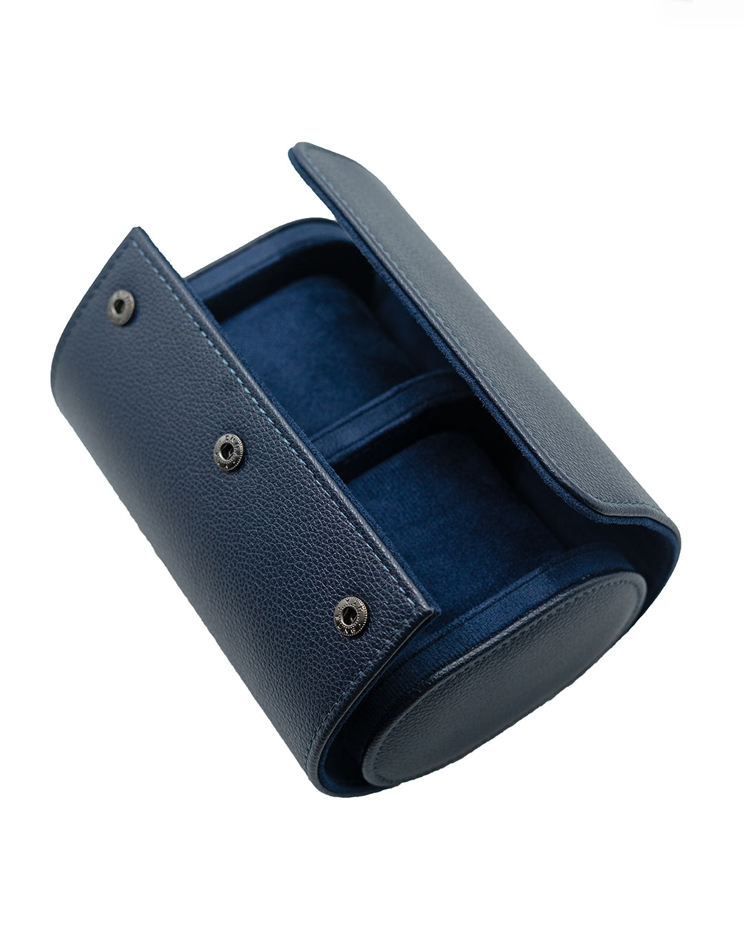 Epsom Leather Two Watch Roll (Dark Navy)