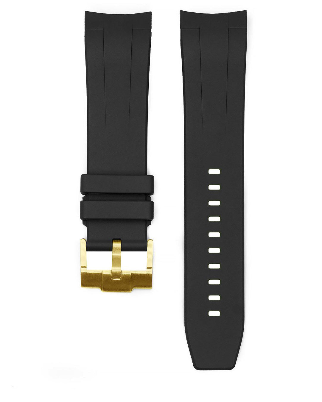 FKM RUBBER (CLASSIC) - FOR SEIKO SKX/ SRPD - (BLACK, YELLOW GOLD HARDWARE)