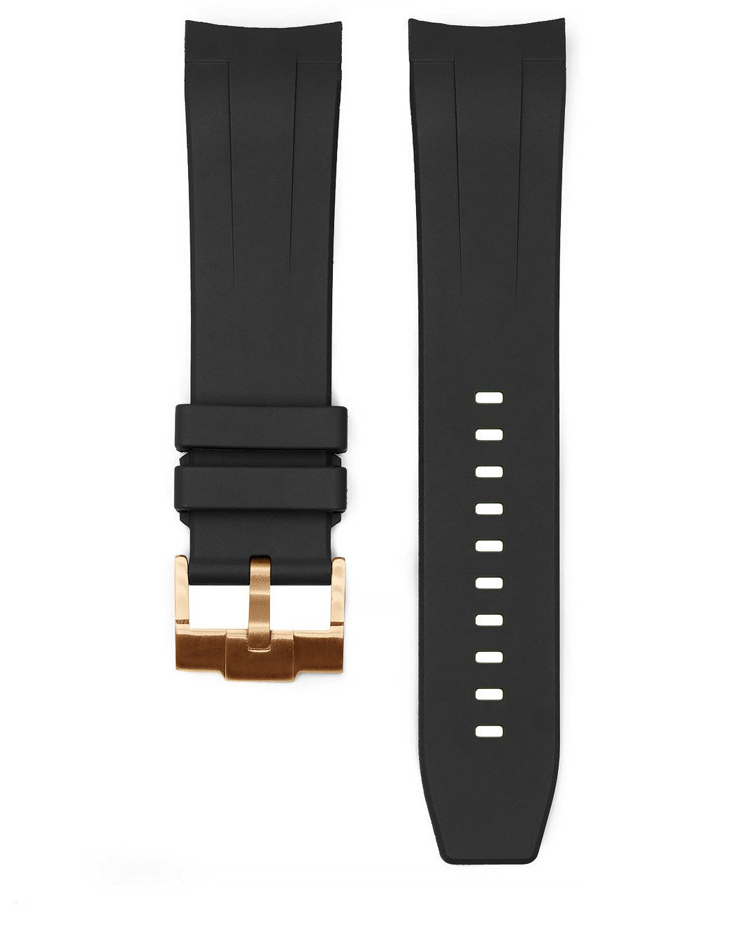 FKM RUBBER (CLASSIC) - FOR SEIKO SKX/SRPD (BLACK, ROSE GOLD HARDWARE)