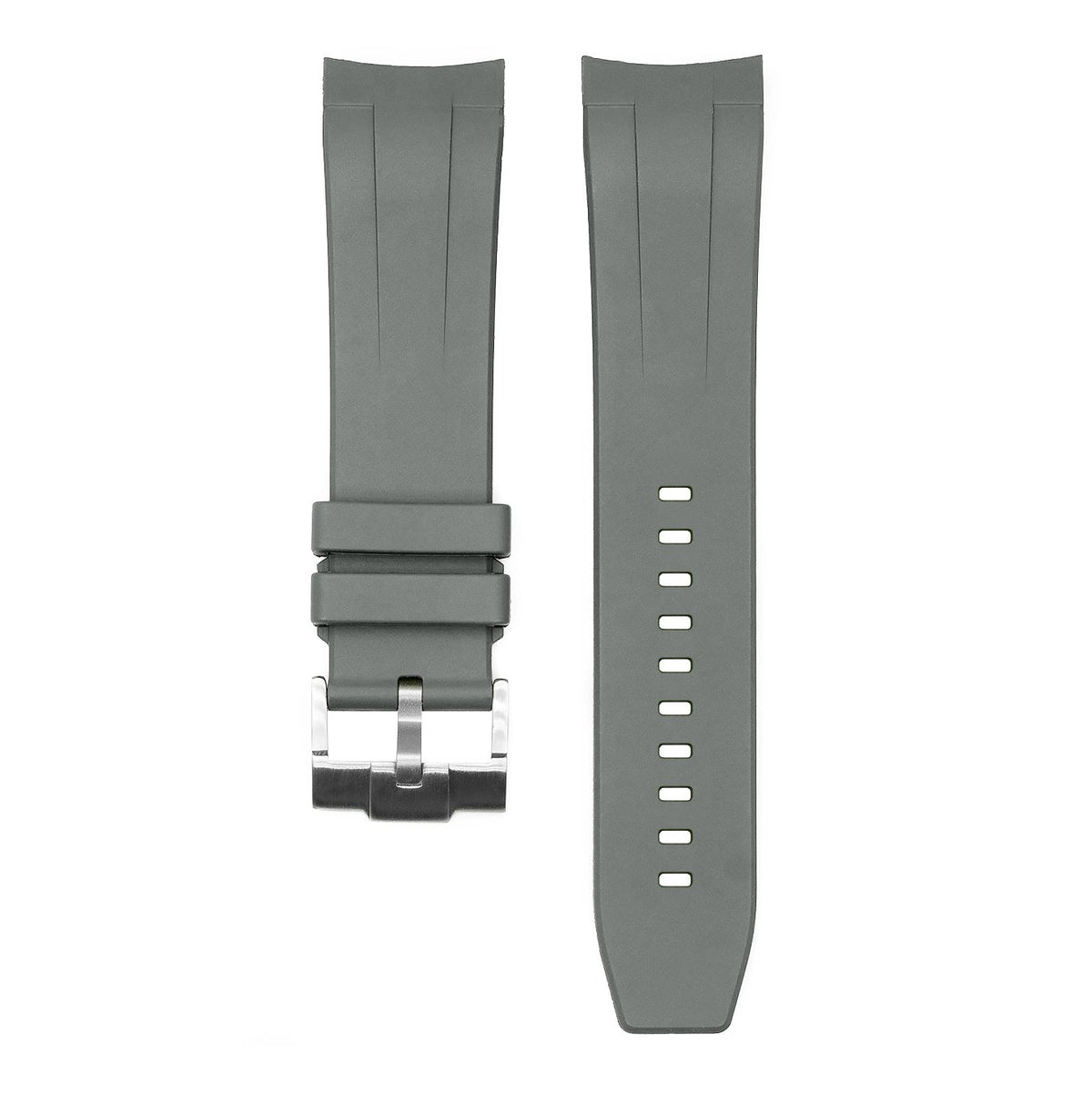 FKM RUBBER (CLASSIC) - FOR SEIKO SKX/ SRPD / SSK (GREY, STEEL HARDWARE)