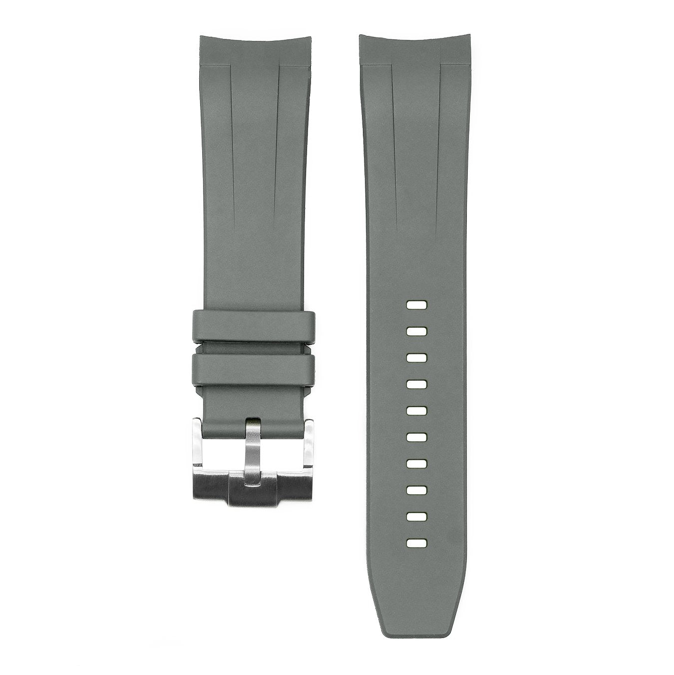 FKM RUBBER (CLASSIC) - FOR SEIKO SKX/ SRPD / SSK (GREY, STEEL HARDWARE)