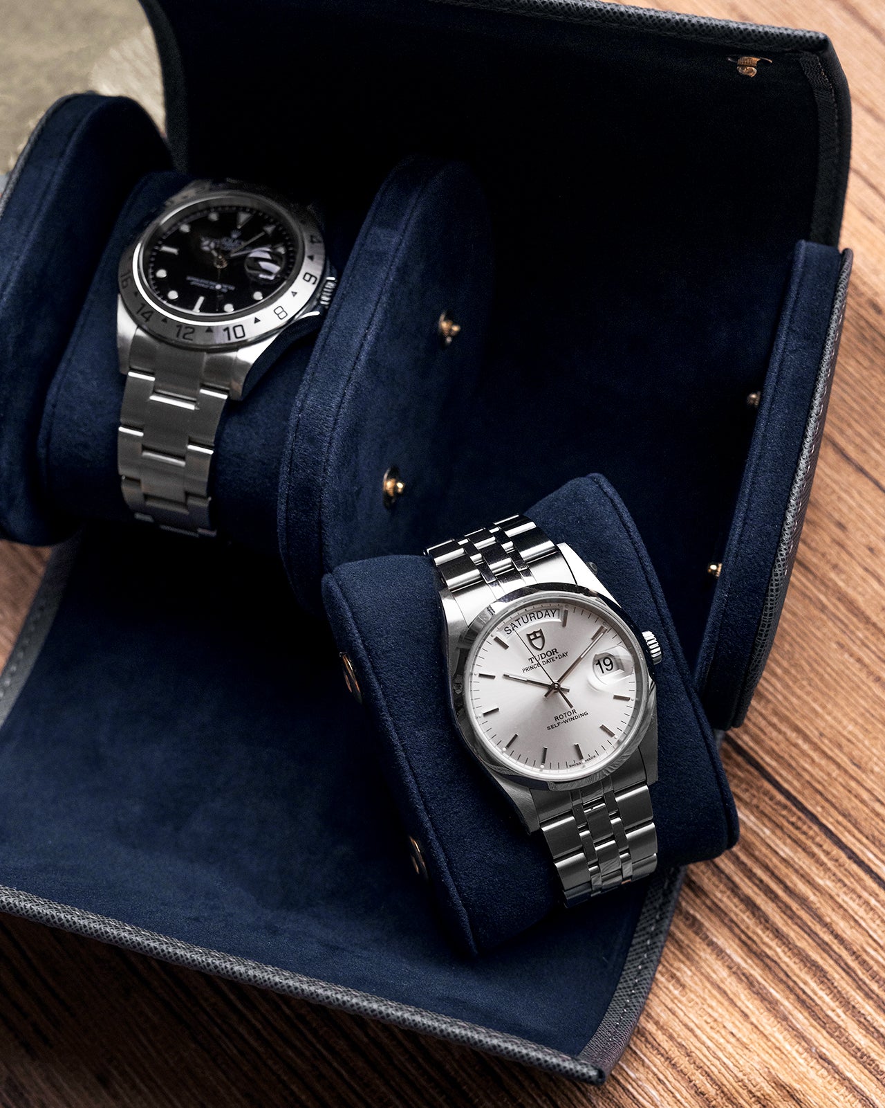 Grey Saffiano Watch Roll - Four Watches
