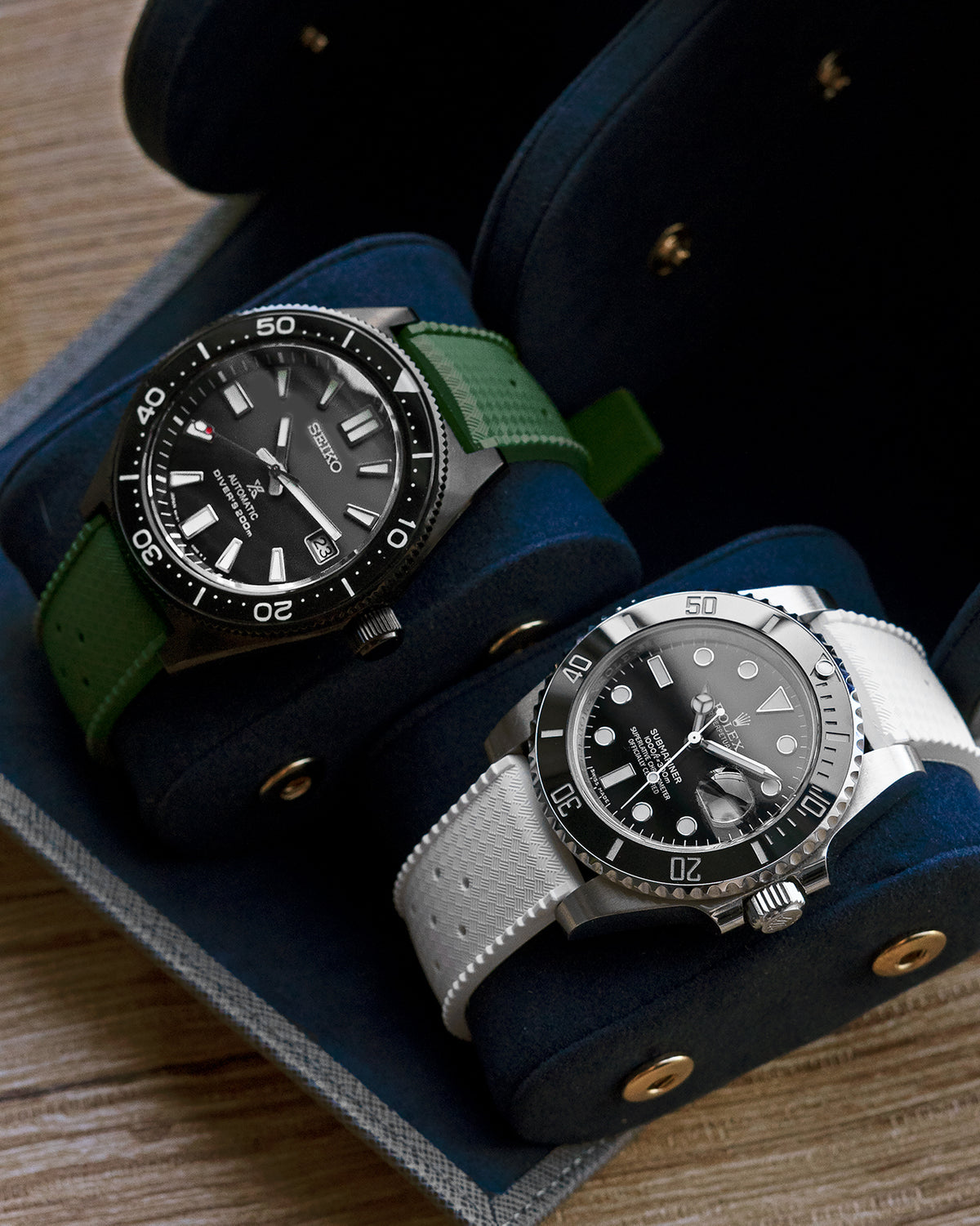 FKM RUBBER - &quot;TROPICAL&quot; VINTAGE STYLE STRAP (GREEN)