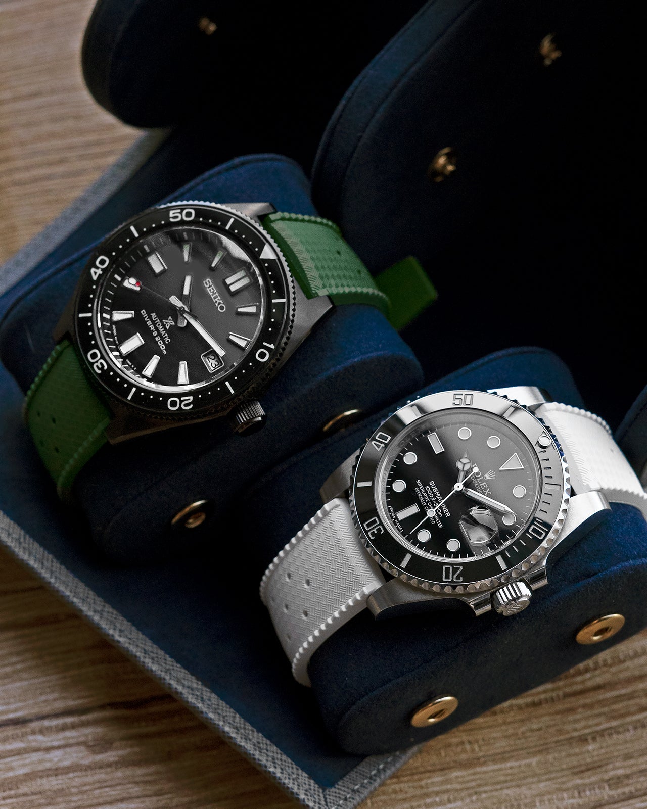 FKM RUBBER - "TROPICAL" VINTAGE STYLE STRAP (GREEN)