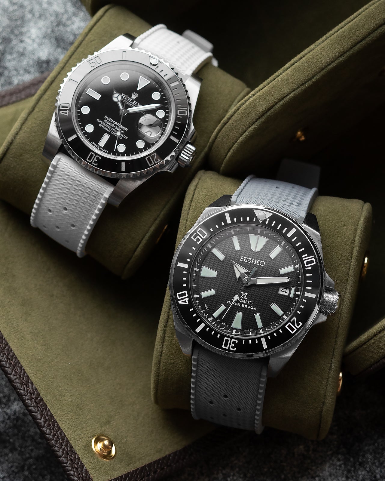 FKM RUBBER - "TROPICAL" VINTAGE STYLE STRAPP (GREY)