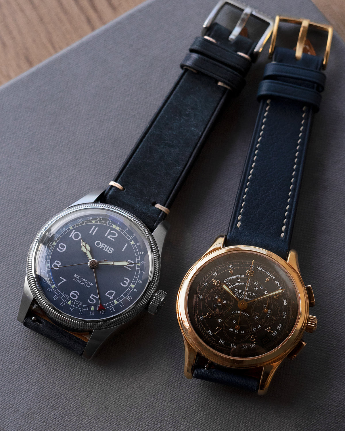 Vintage Italian Distressed Leather Strap (Dark Indigo)