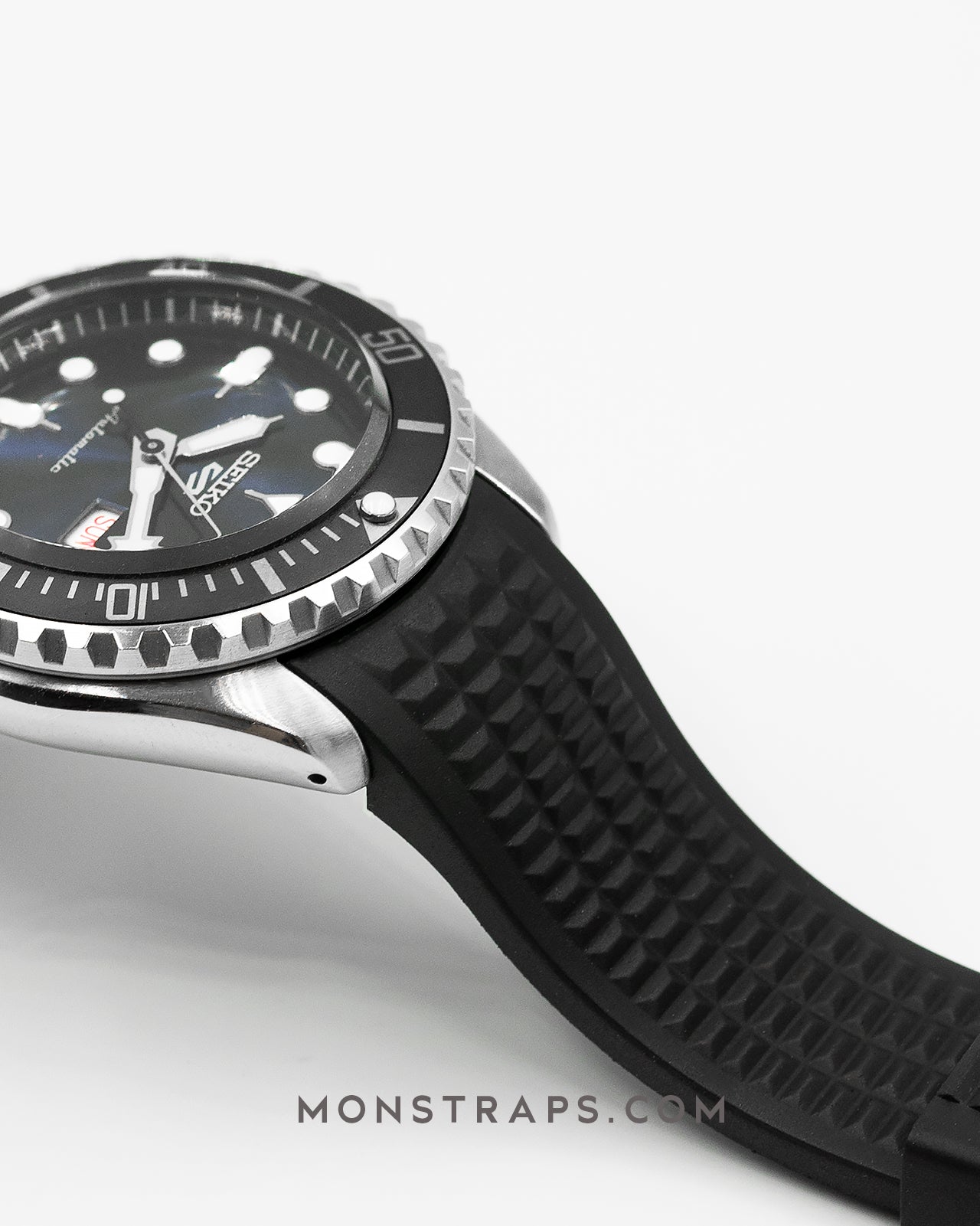 FKM RUBBER (WAFFLE) - FOR SEIKO SKX / SRPD / SSK / SAMURAI - (BLACK)