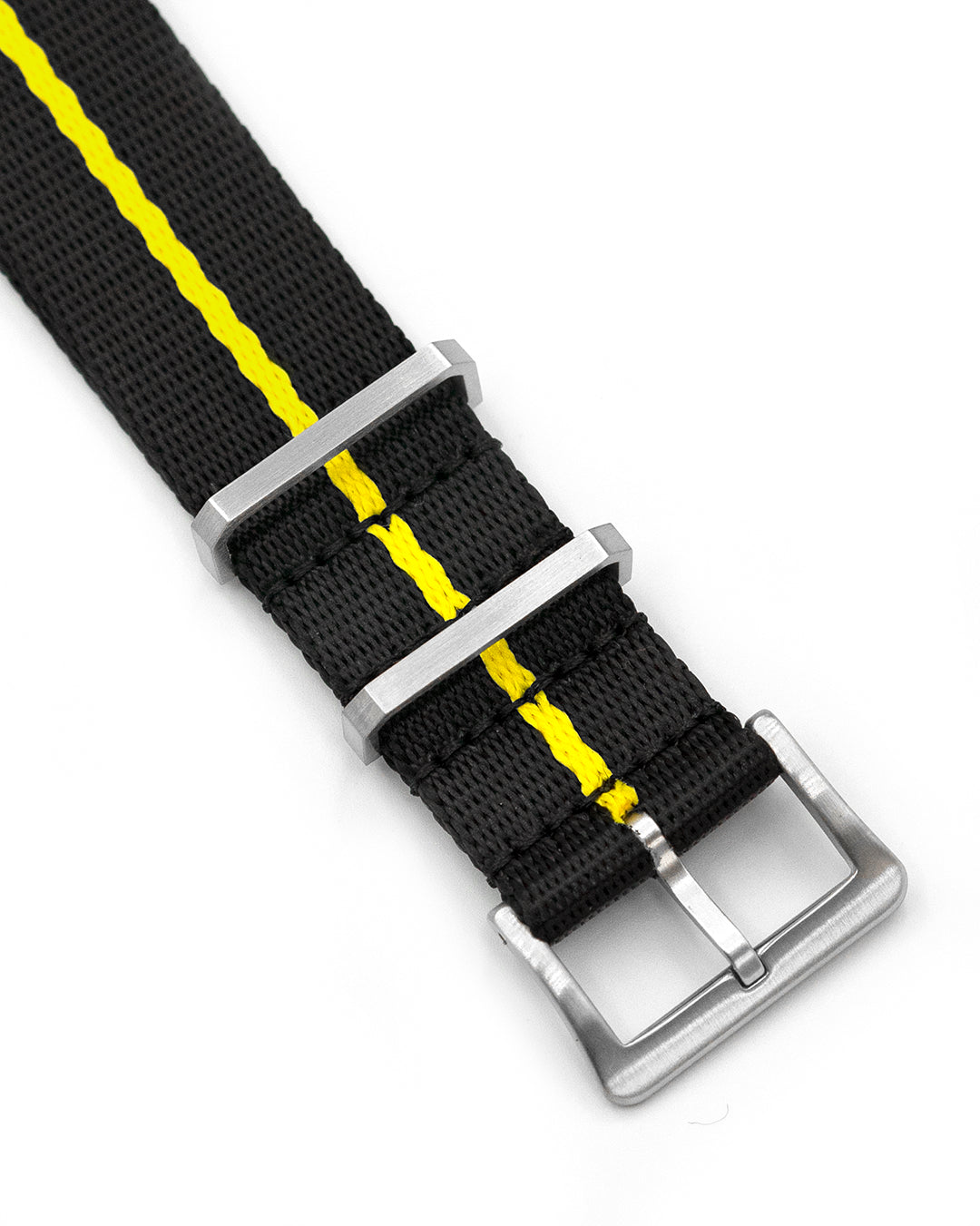 Fabric strap - NATO Watch Strap Black / Yellow Single Stripe made of Nylon  - Superior Quality