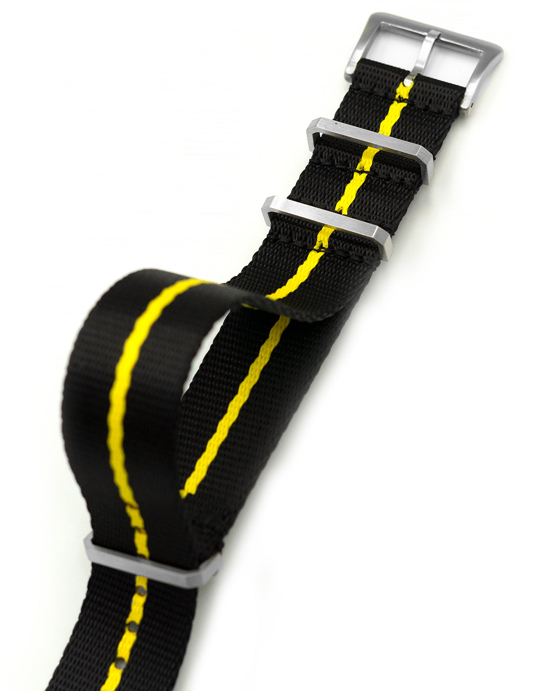 Striped Webbing Strap - Orange & Black Classic leather