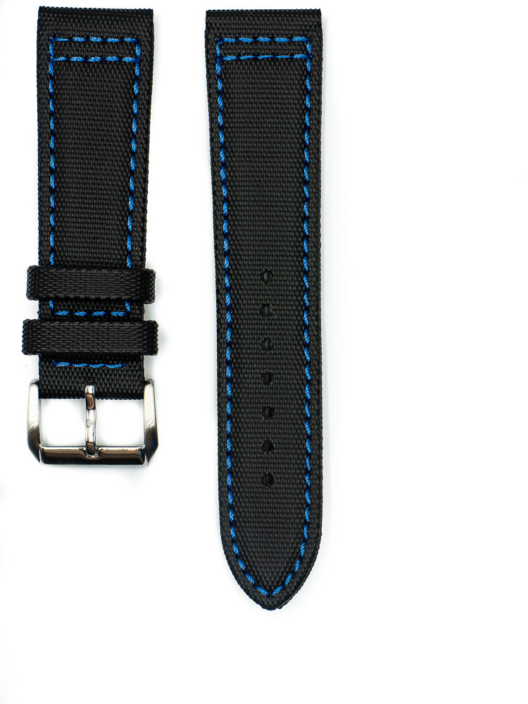 Tactical Sailcloth - Black (Blue Stitches)