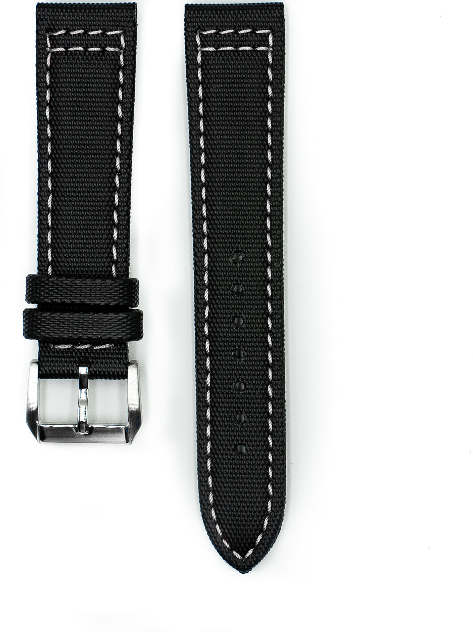 Tactical Sailcloth - Black (White Stitches)