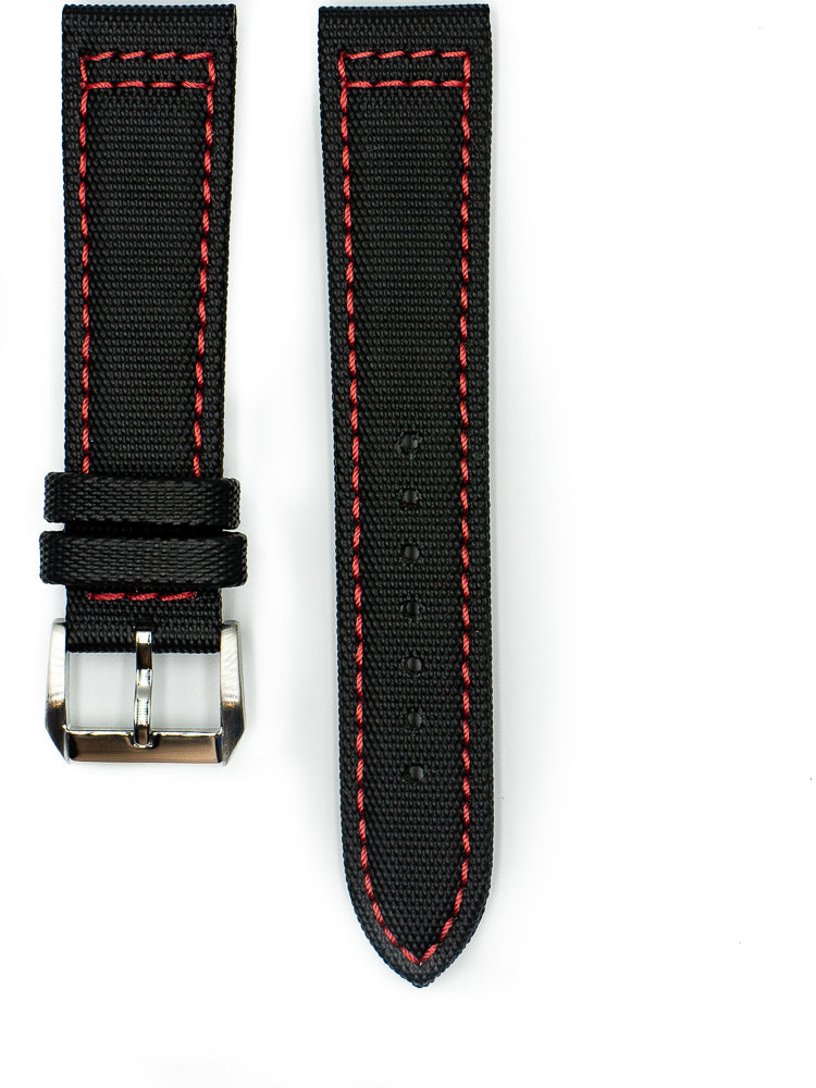 Tactical Sailcloth - Black (Red Stitches)