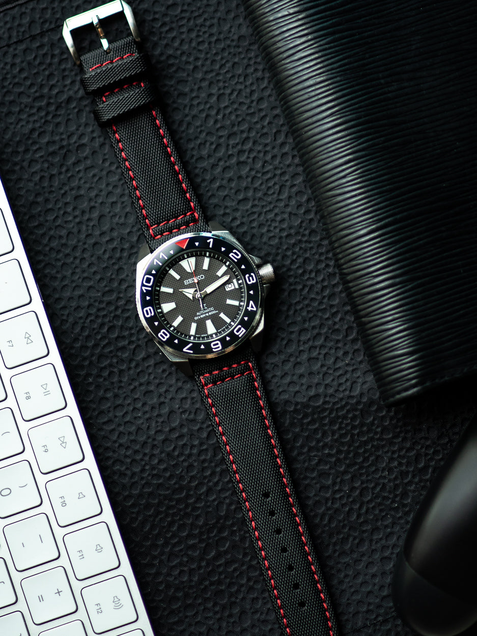 Tactical Sailcloth - Black (Red Stitches)