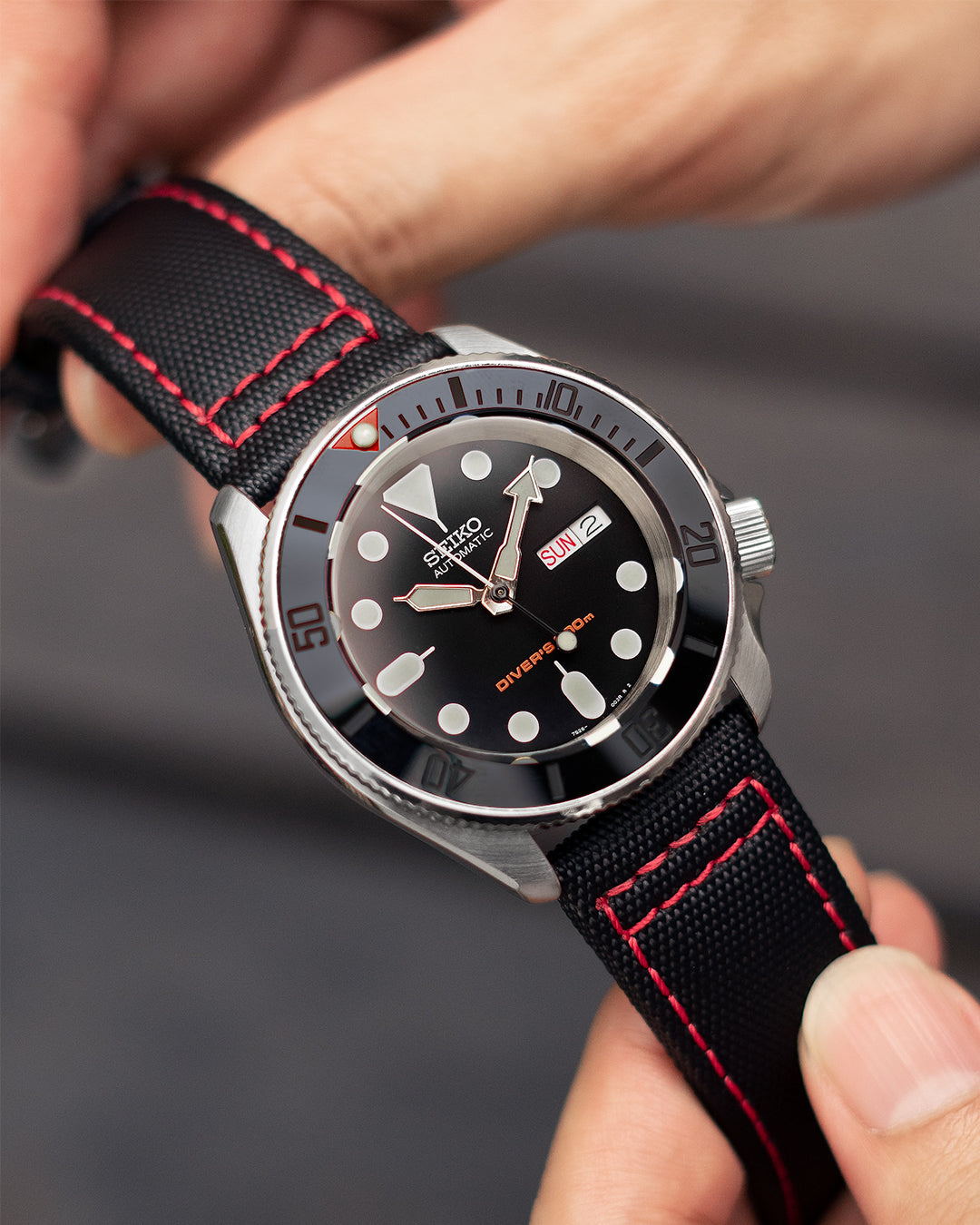 Tactical Sailcloth - Black (Red Stitches)