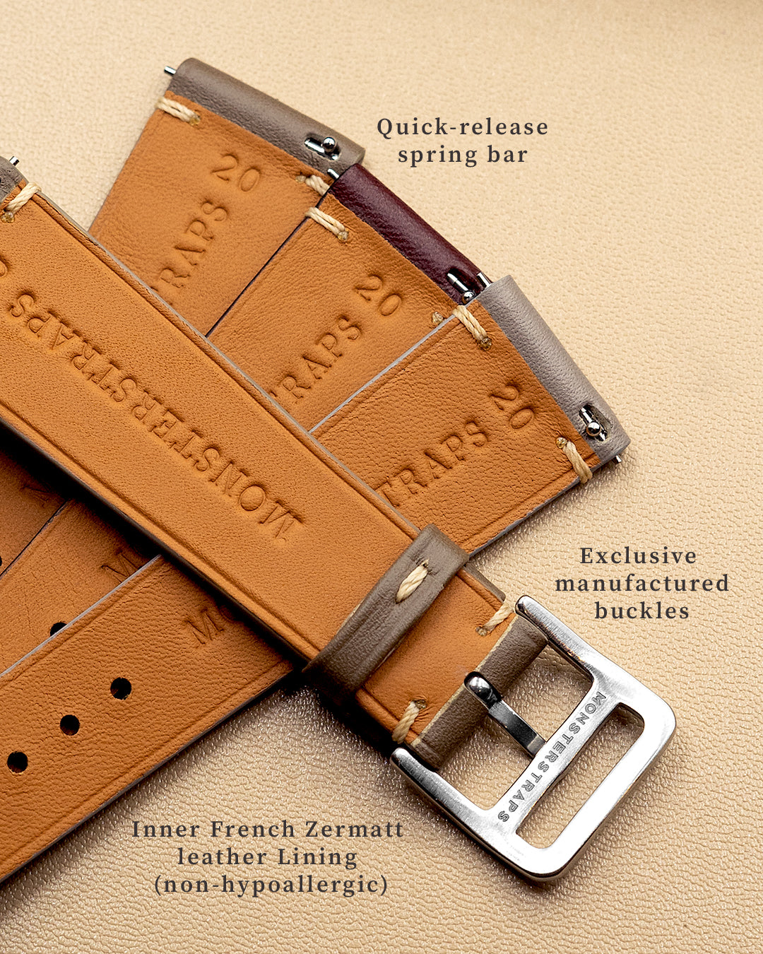 Minimalist Side Stitch Strap (Taupe)