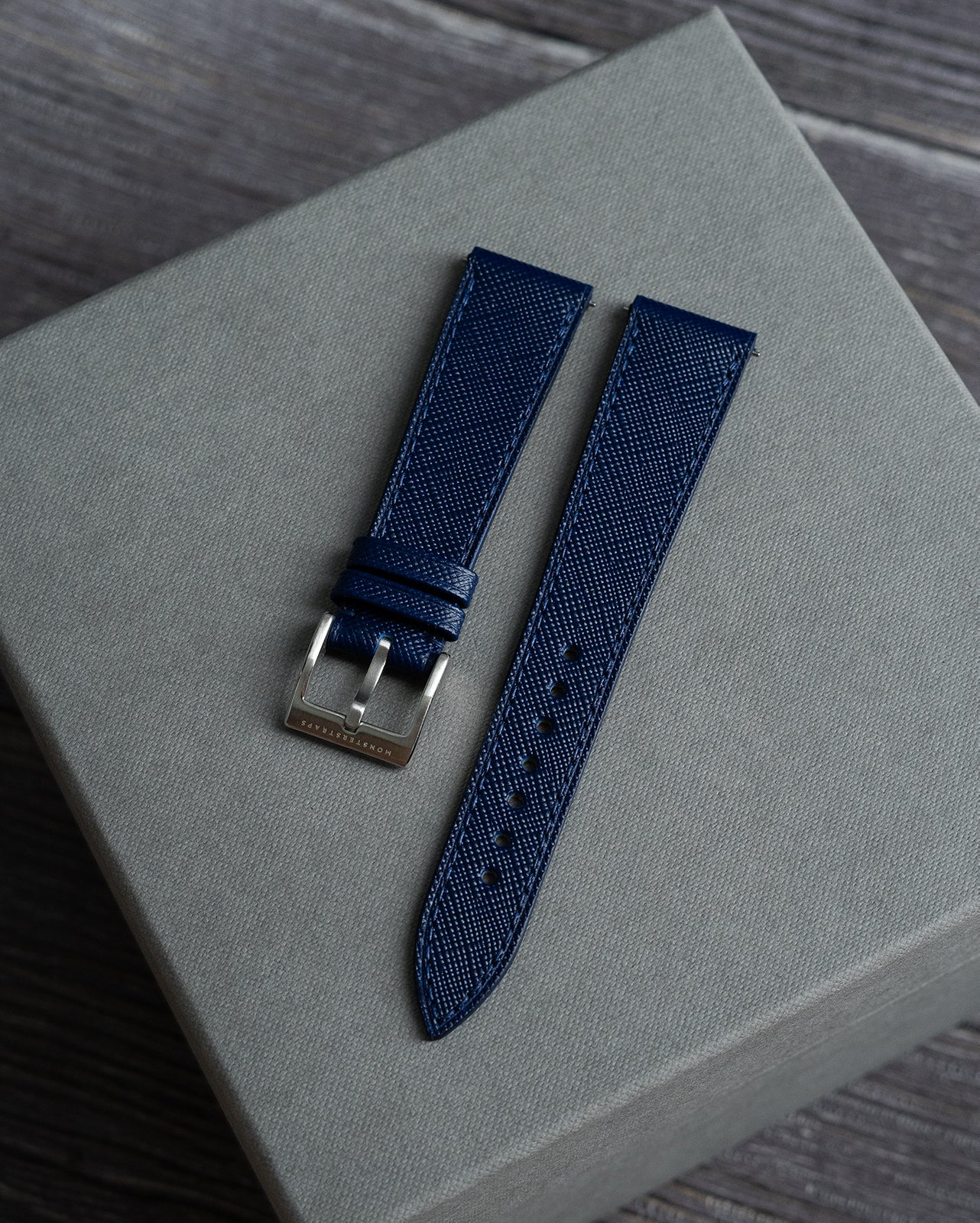 Saffiano Leather Strap (Navy) - Monstraps