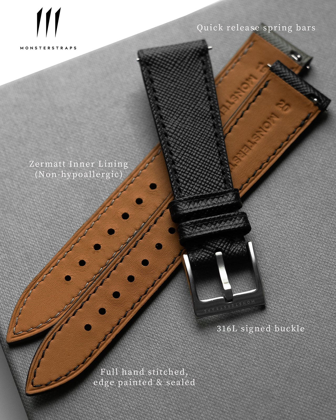 Vintage Italian Distressed Leather Strap (Dark Brown) - Monstraps