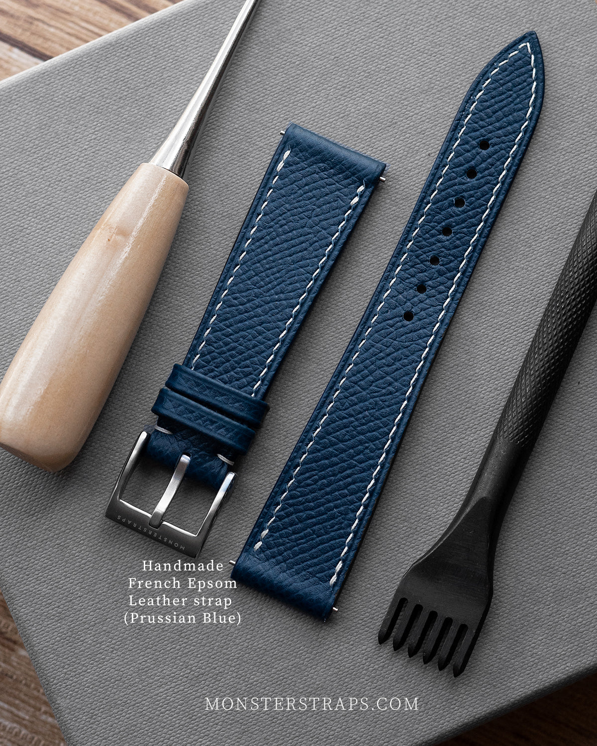 Swift Leather Strap (Aegean Blue) - Monstraps