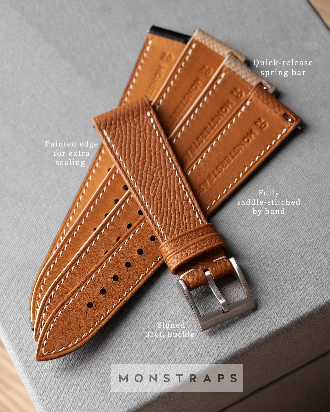 Nubuck Leather Strap (Rugged Brown) - Monstraps