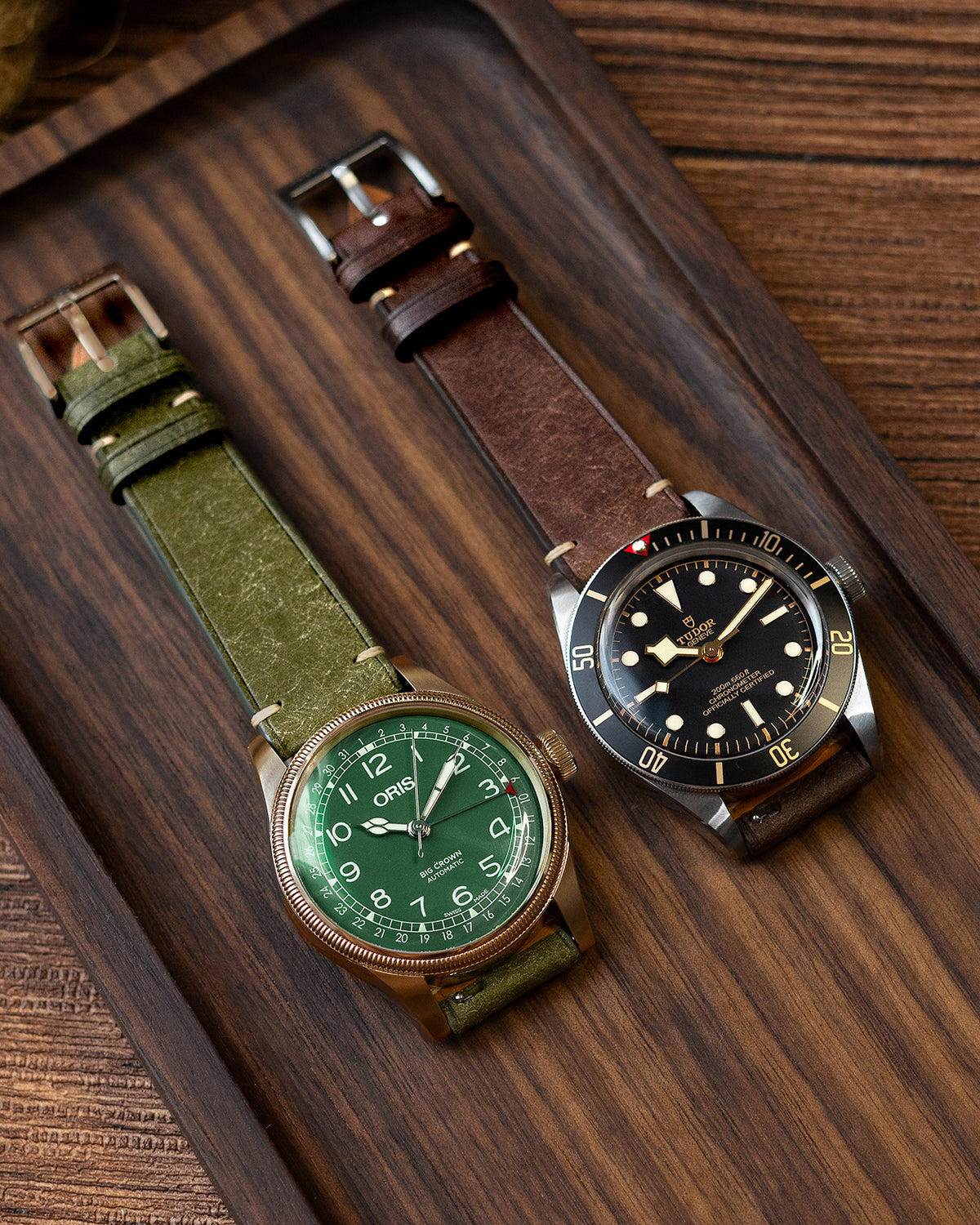 Vintage Italian Distressed Leather Strap (Olive Green)