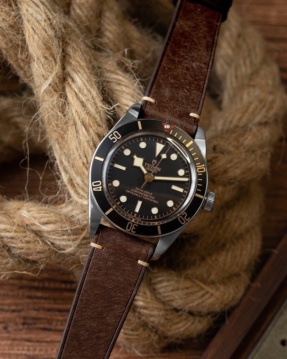 Vintage Italian Distressed Leather Strap (Dark Brown)