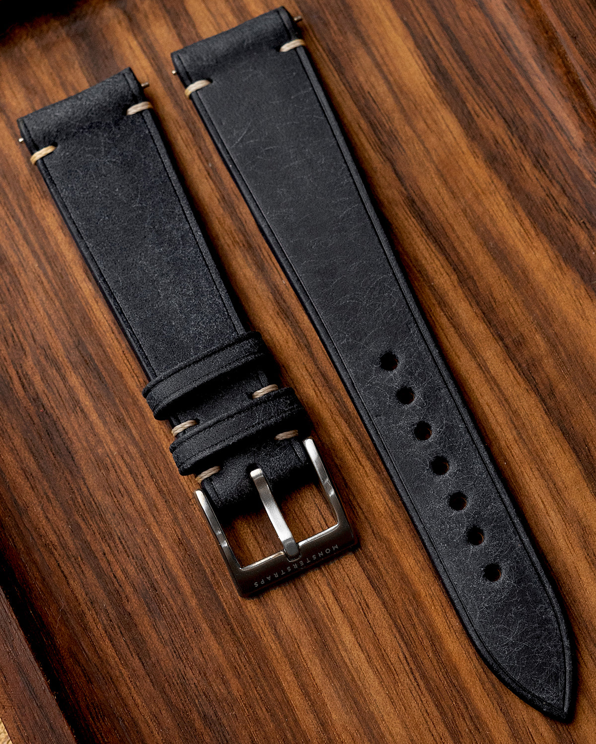 Vintage Italian Distressed Leather Strap (Dark Indigo)
