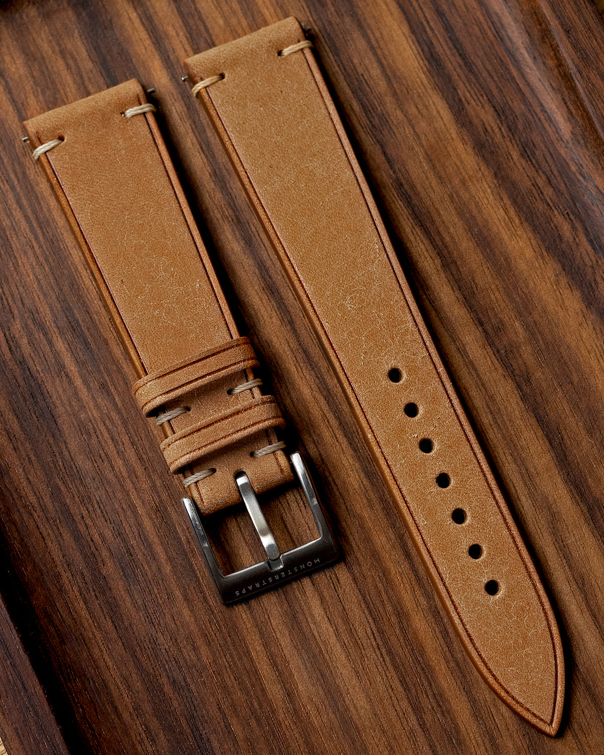 Simple Handmade Italian Leather Watch Strap - Reddish Brown