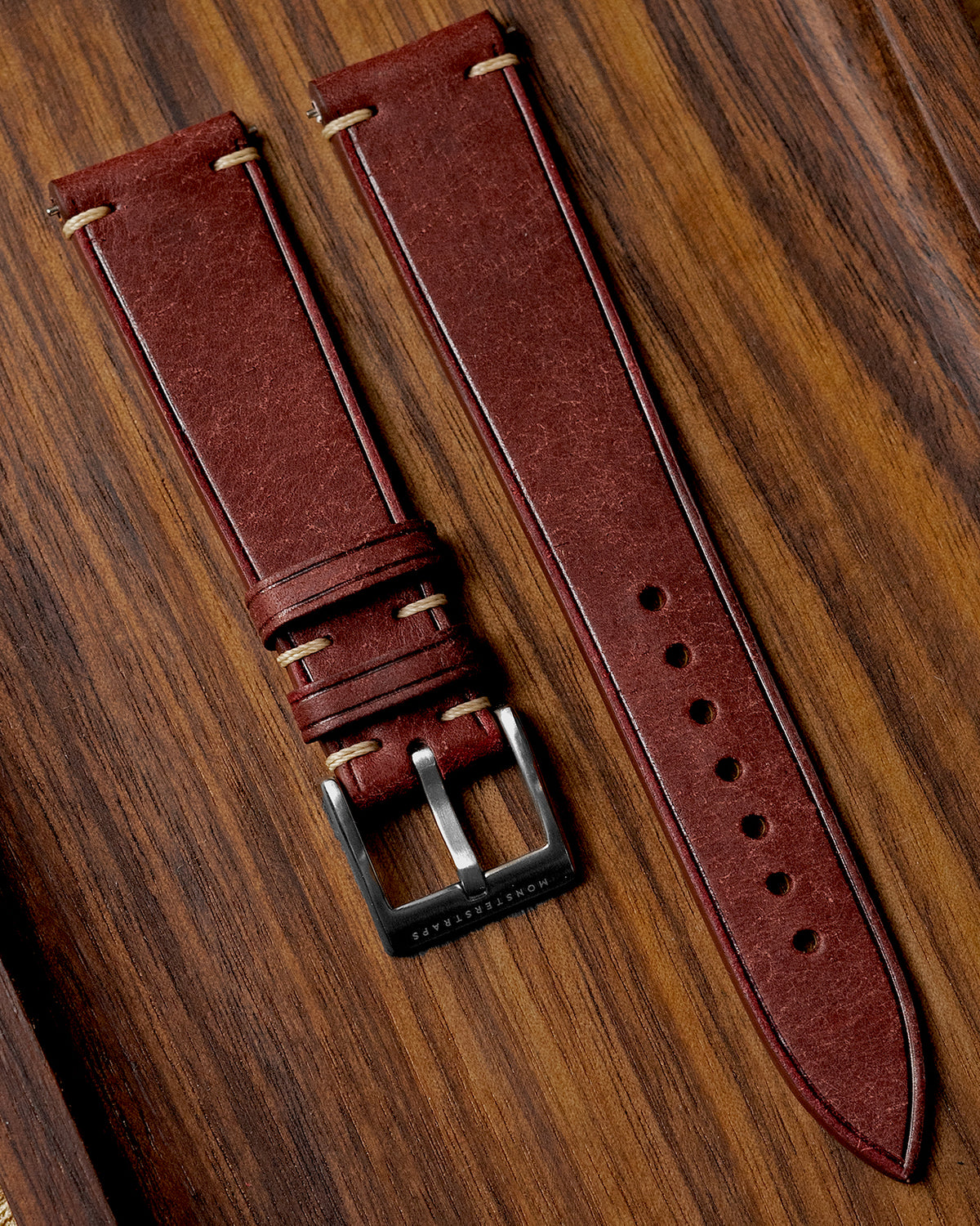 Vintage Italian Distressed Leather Strap (Burgundy)
