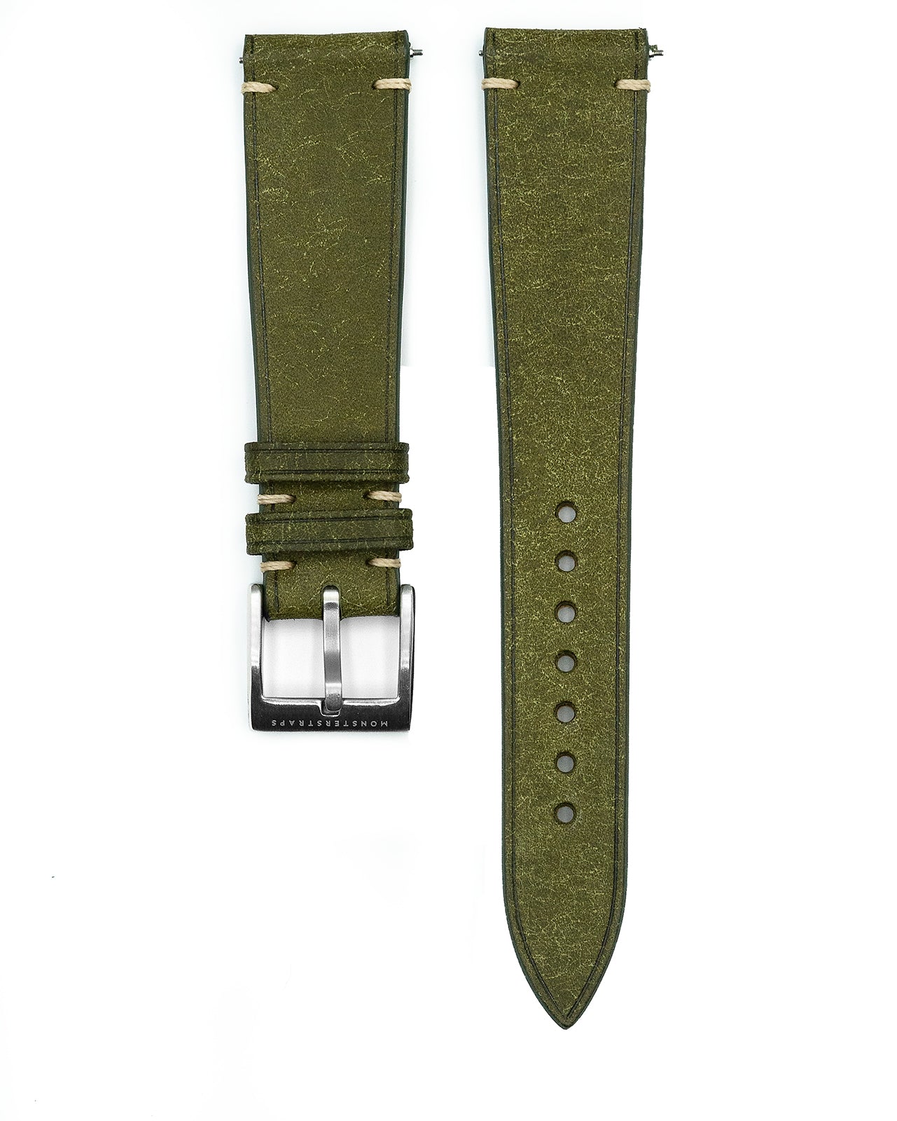 Vintage Italian Distressed Leather Strap (Olive Green)