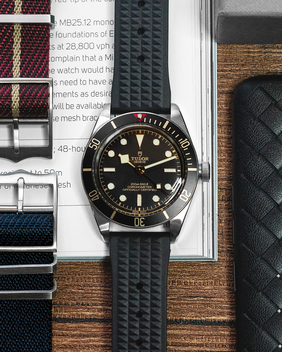 FKM RUBBER - WAFFLE STRAP (BLACK, VINTAGE STYLE)