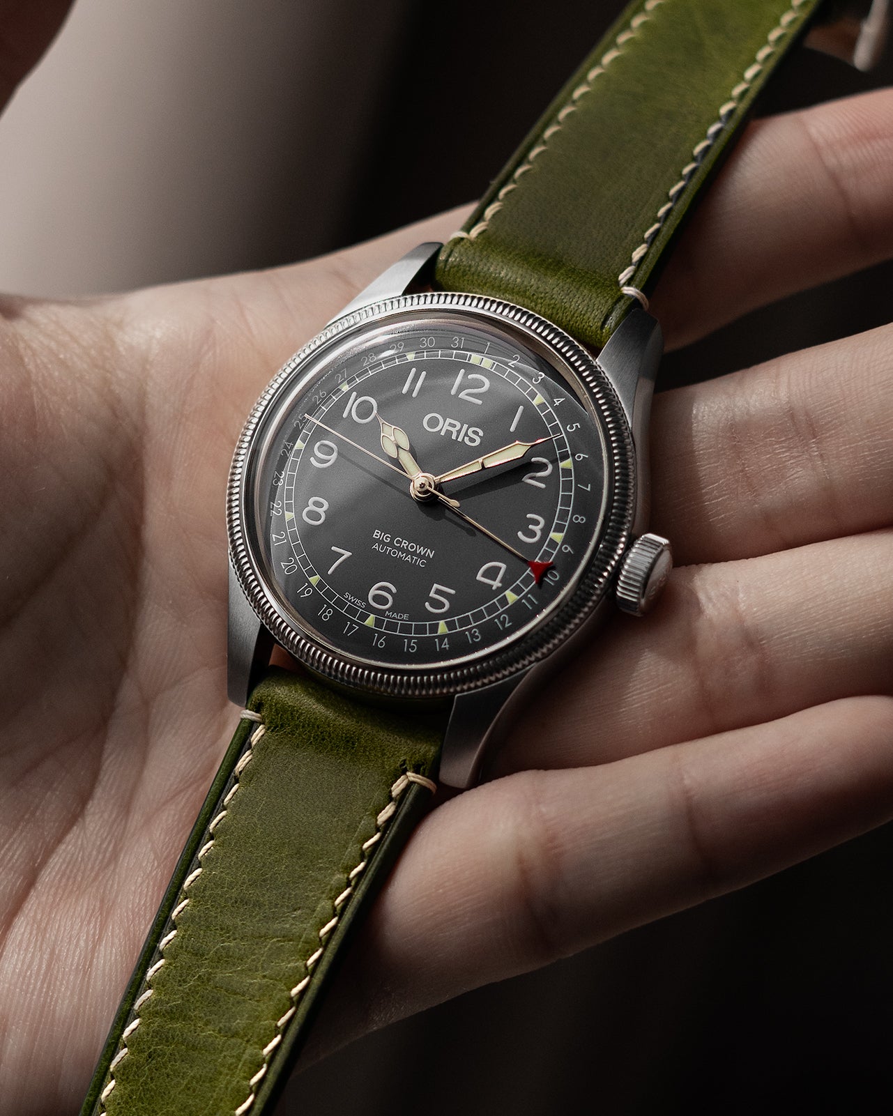 Vintage Italian Waxed Leather Strap (Olive Green)