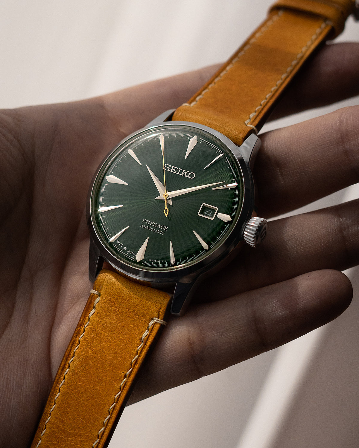 Vintage Italian Waxed Leather Strap (Honey Brown)