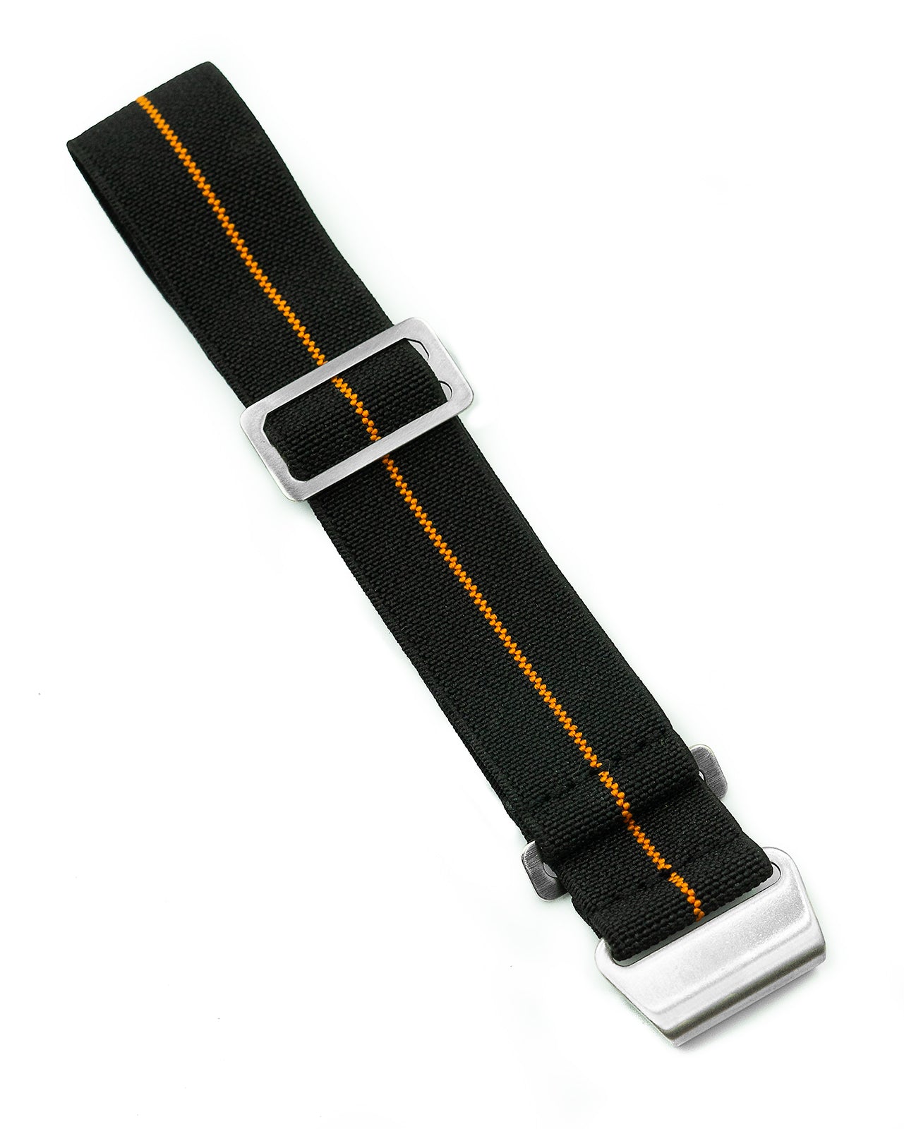 Striped Webbing Strap - Orange & Black Classic leather