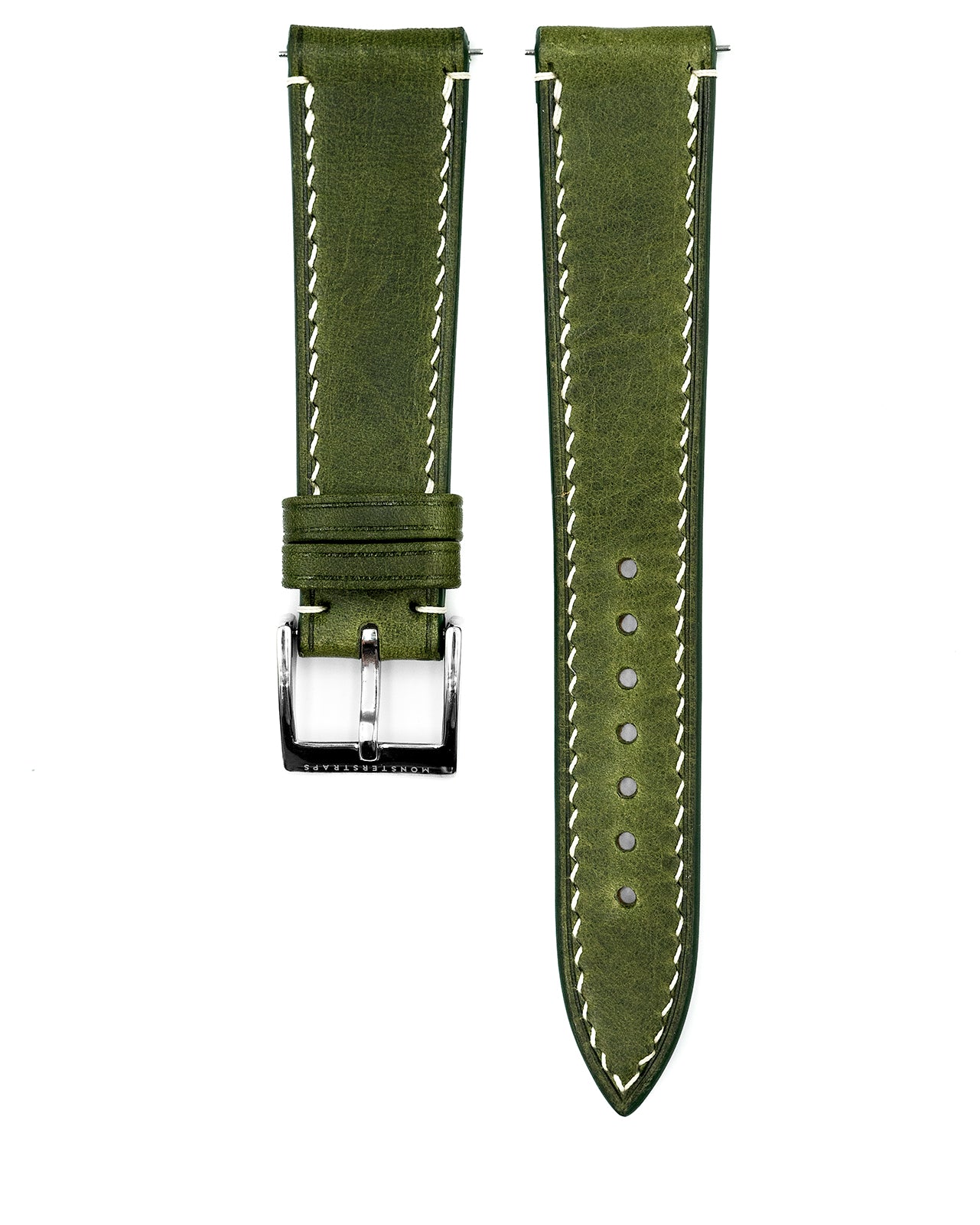 Vintage Italian Waxed Leather Strap (Olive Green)