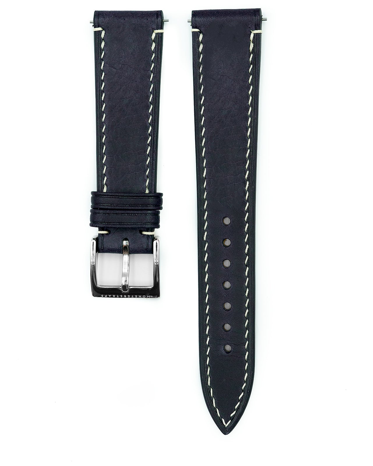 Vintage Italian Waxed Leather Strap (Dark Navy)