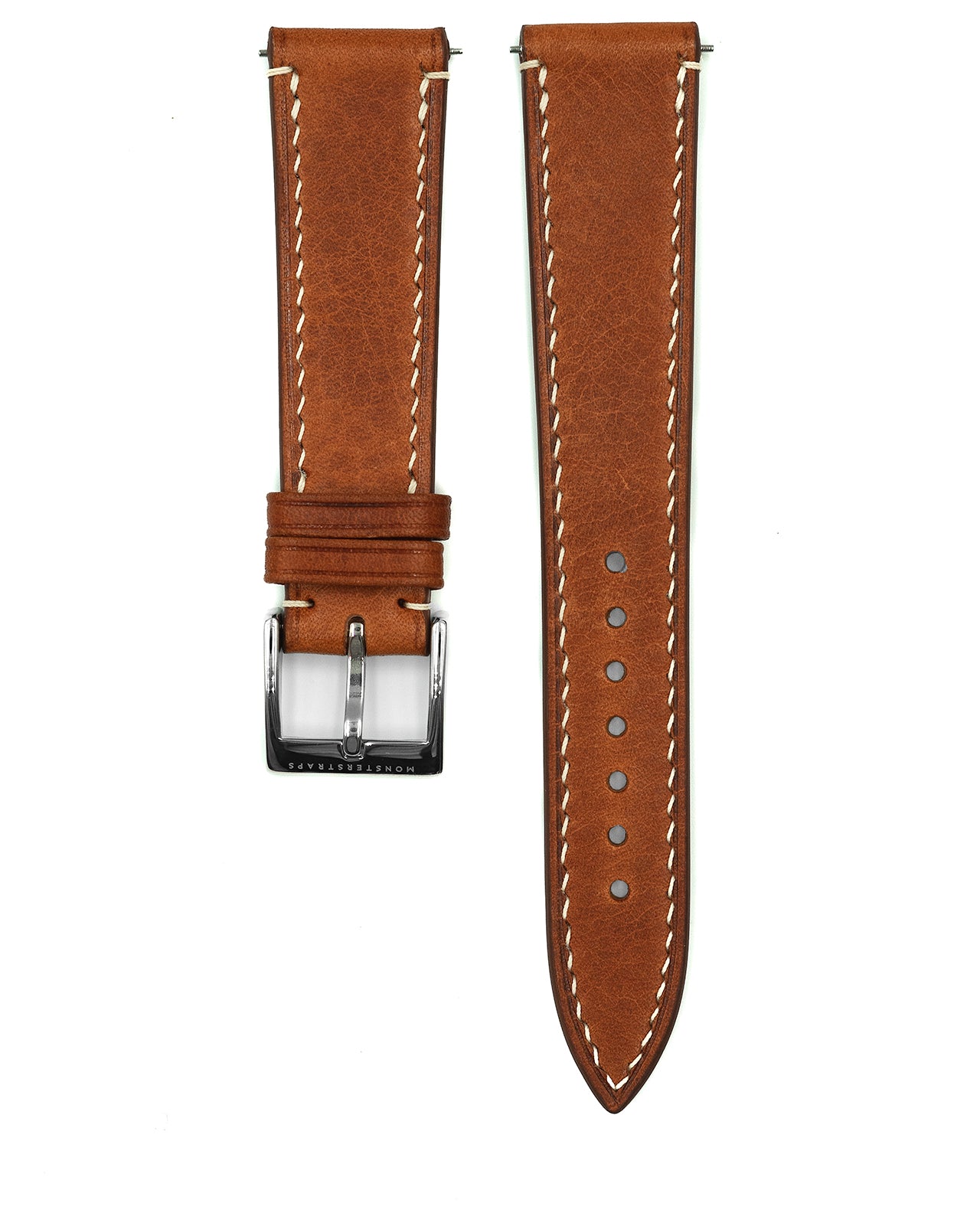 Vintage Italian Waxed Leather Strap (Saddle Brown) - Monstraps