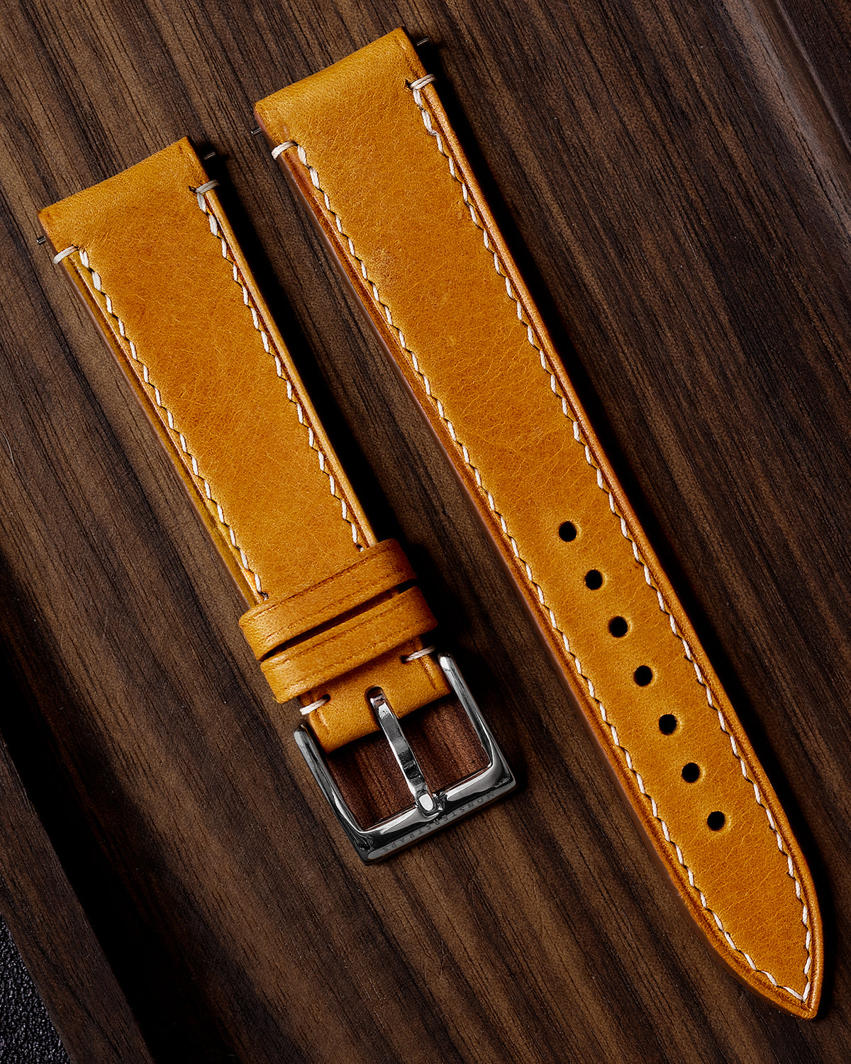Vintage Italian Waxed Leather Strap (Honey Brown)