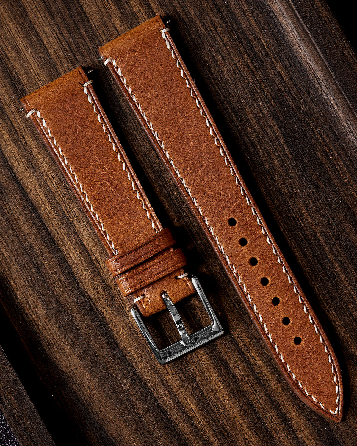 Vintage Italian Waxed Leather Strap (Saddle Brown)