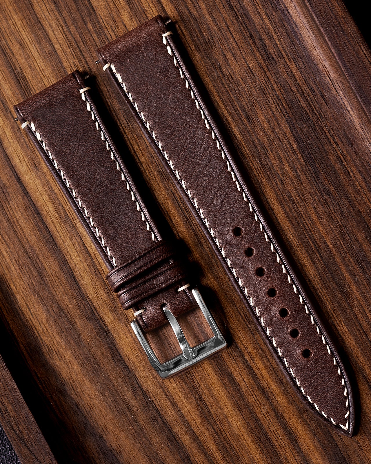  Dark Brown Epsom leather watch band, Handmade Calf