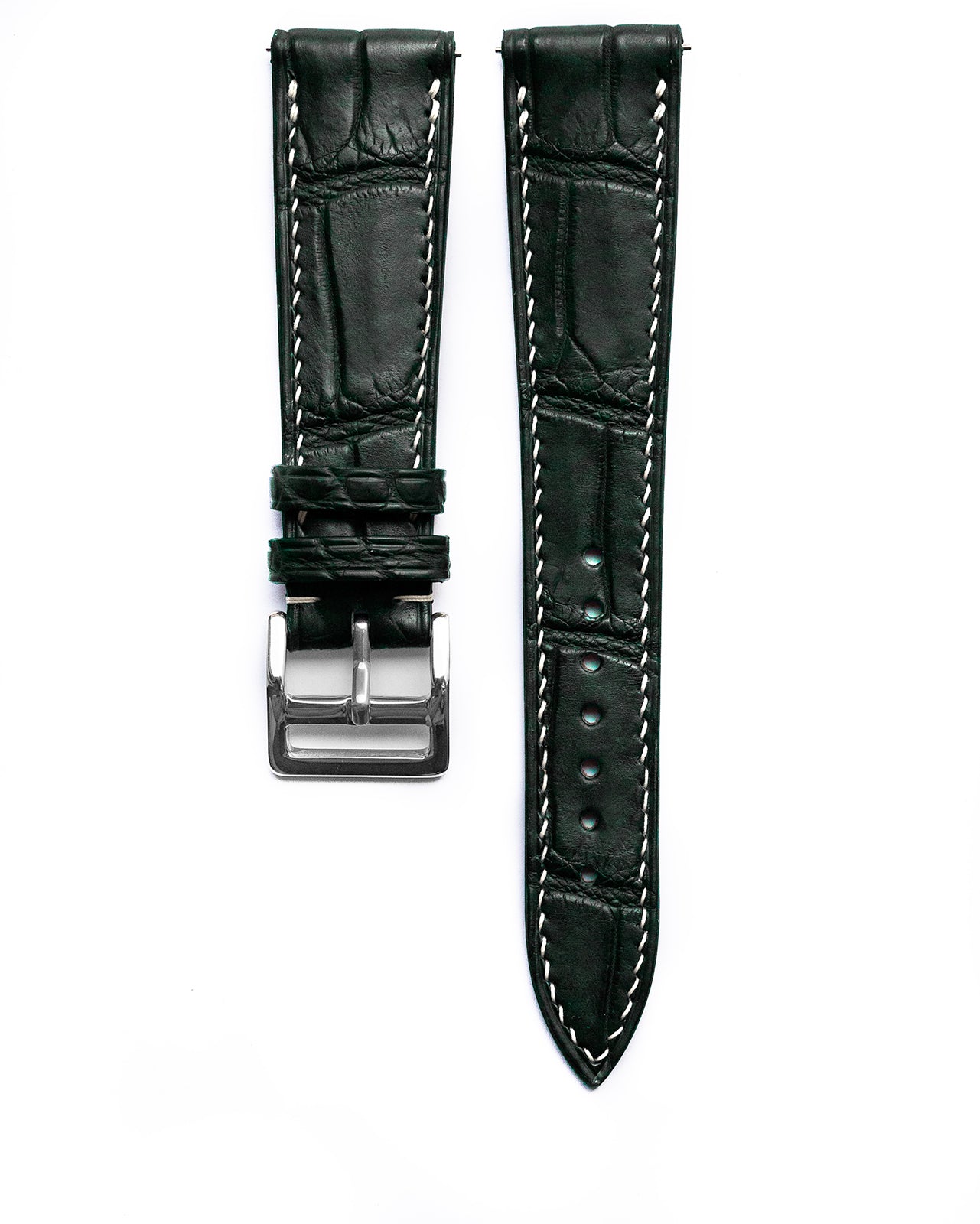 Alligator Square Scale Leather Strap (Black, Semi-matte)