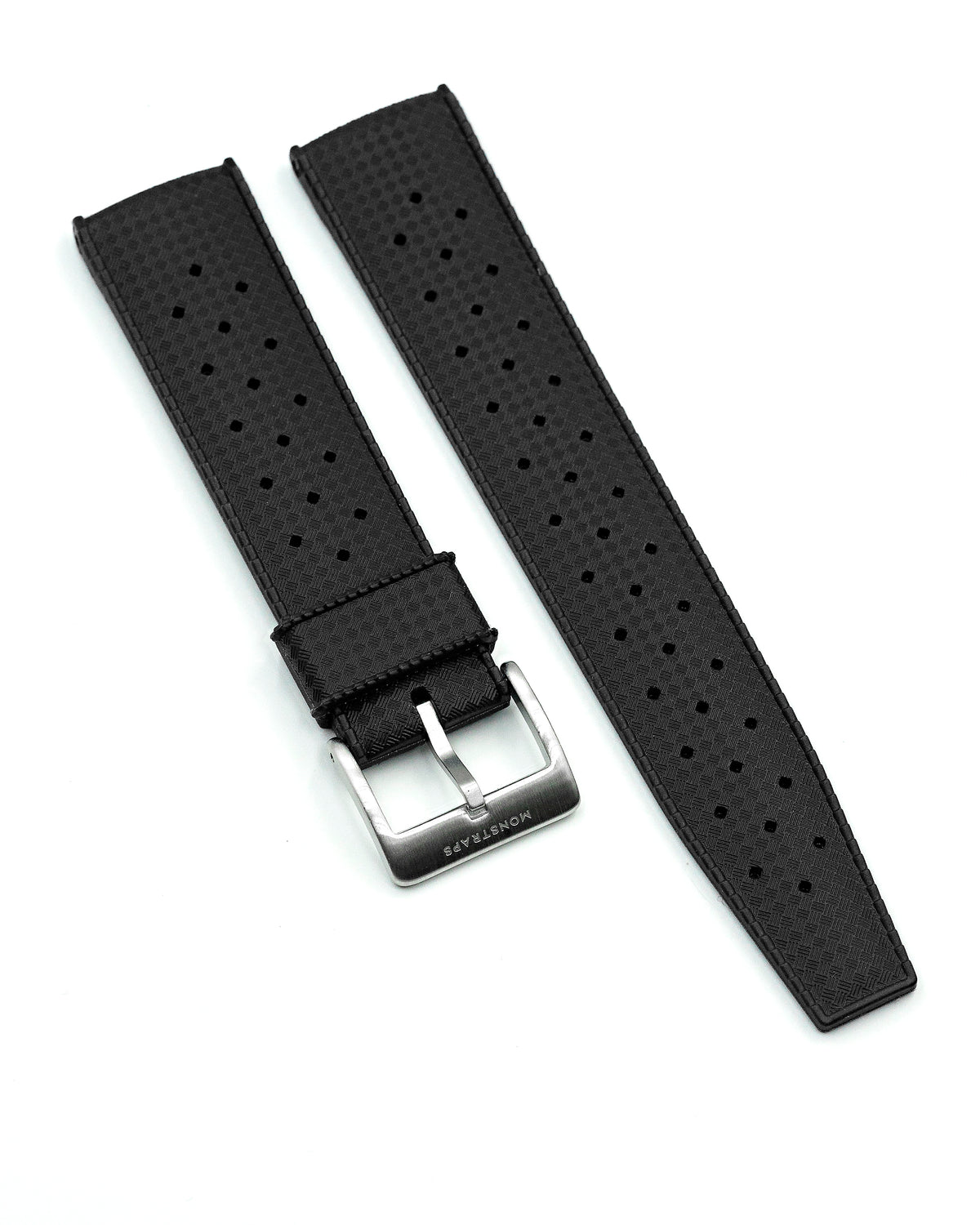 VULCANISED RUBBER - &quot;TROPICAL&quot; VINTAGE STYLE STRAP (BLACK)
