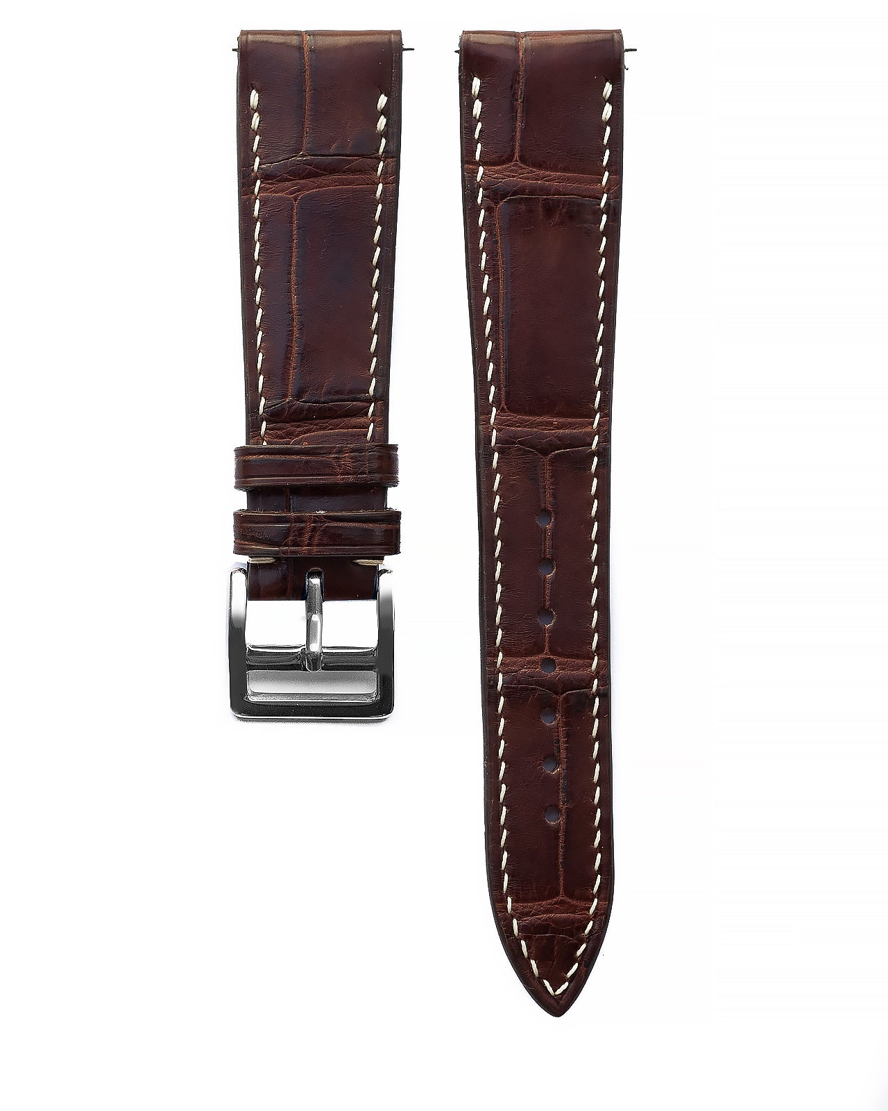 Alligator Leather Strap (Brown, Semi-matte)