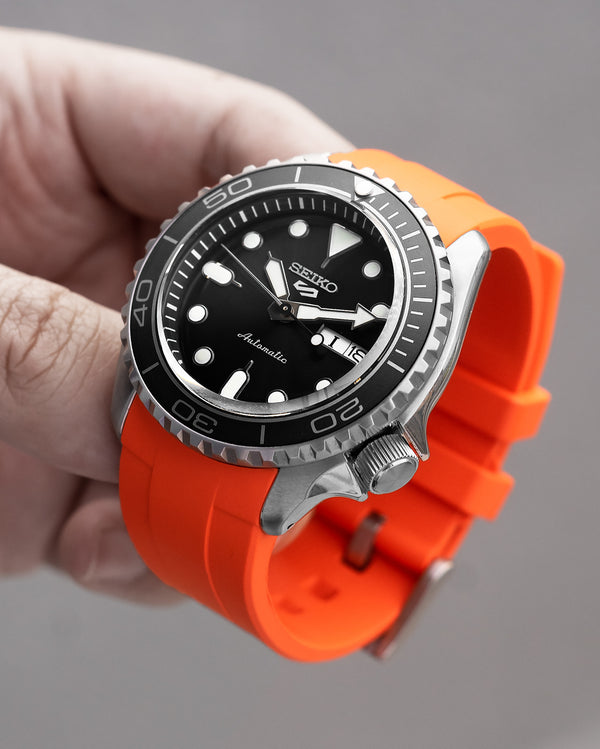 FKM RUBBER (CLASSIC) FOR SEIKO SKX/SRPD SSK (ORANGE, STEEL