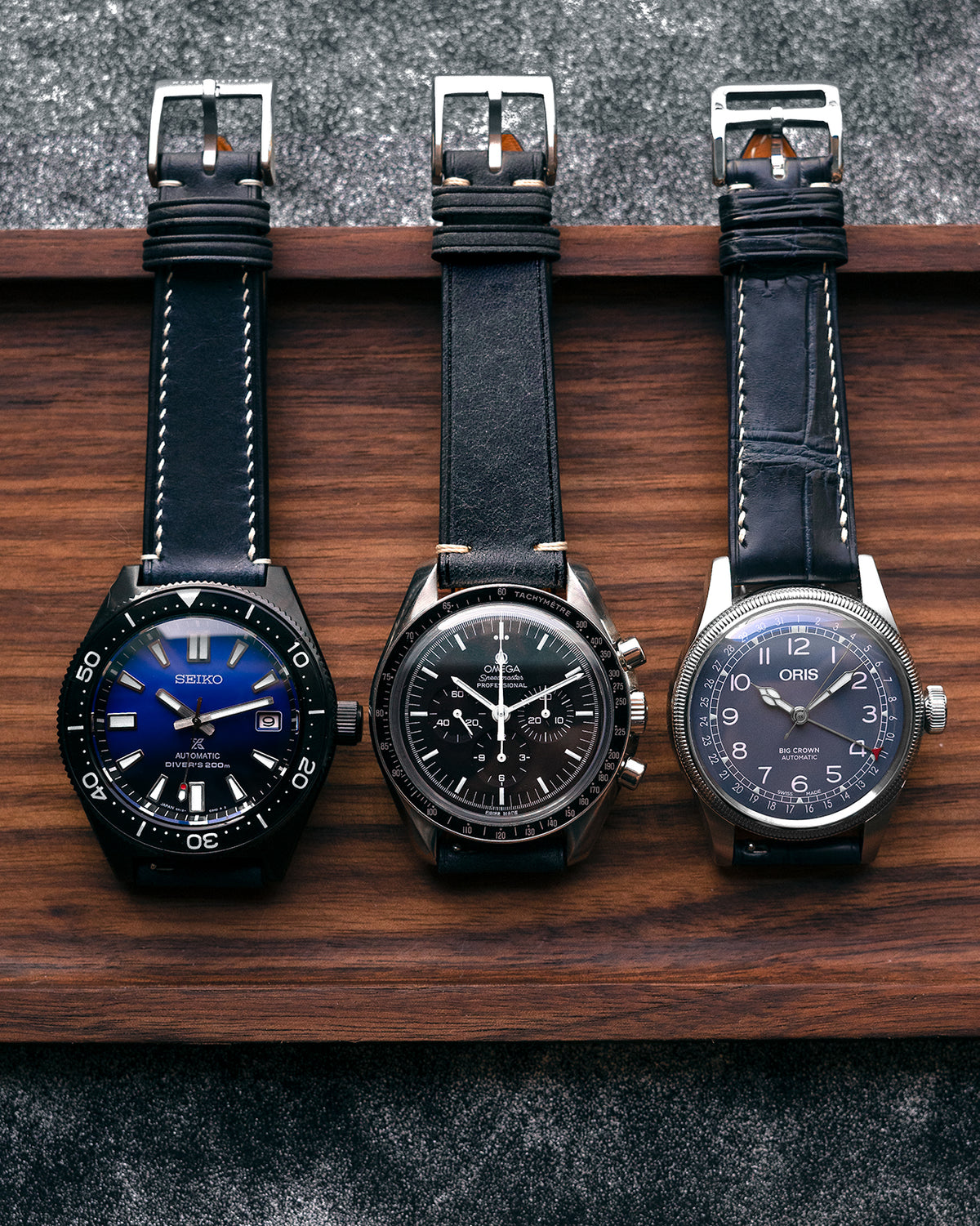 Vintage Italian Distressed Leather Strap (Dark Indigo)